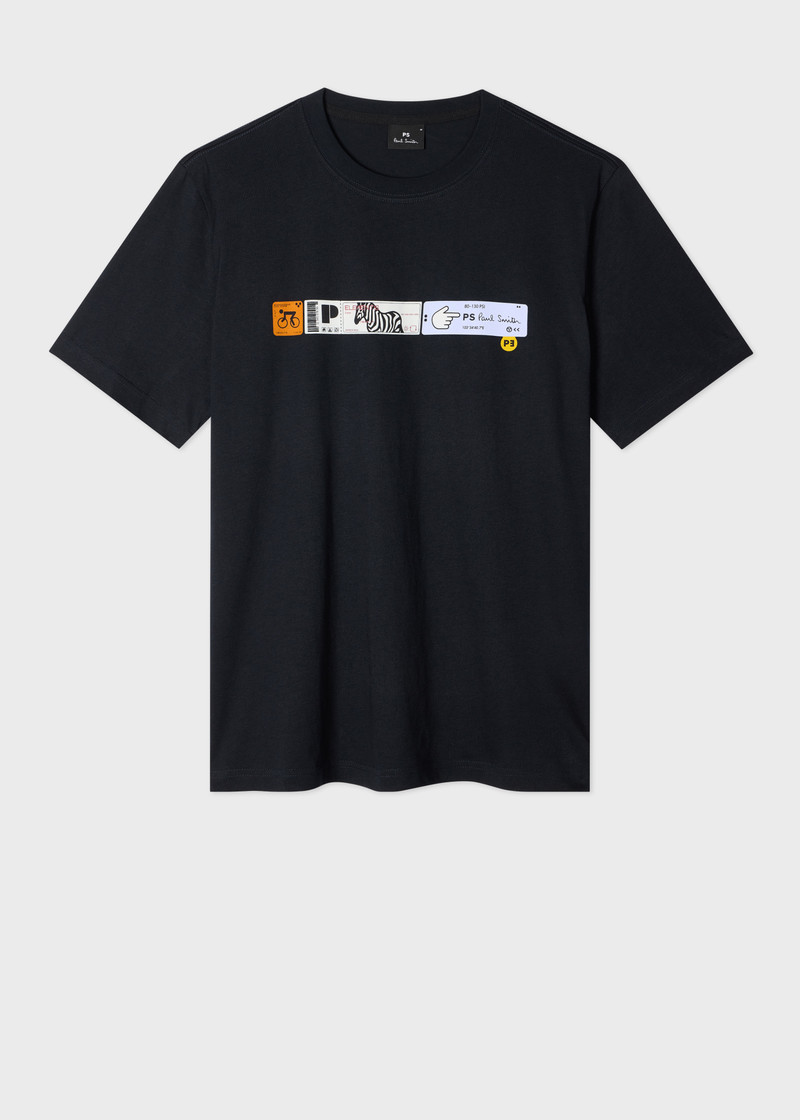 Navy 'Tickets' Print T-Shirt 1