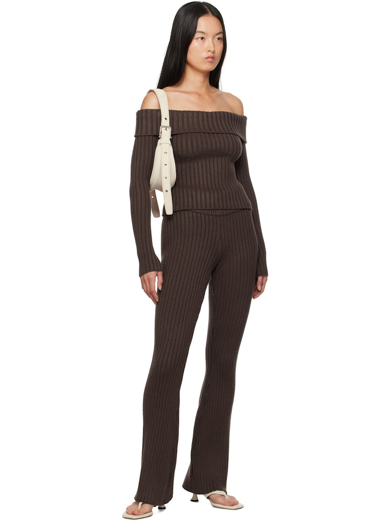 GUIZIO Brown Thalia Off Shoulder Sweater outlook