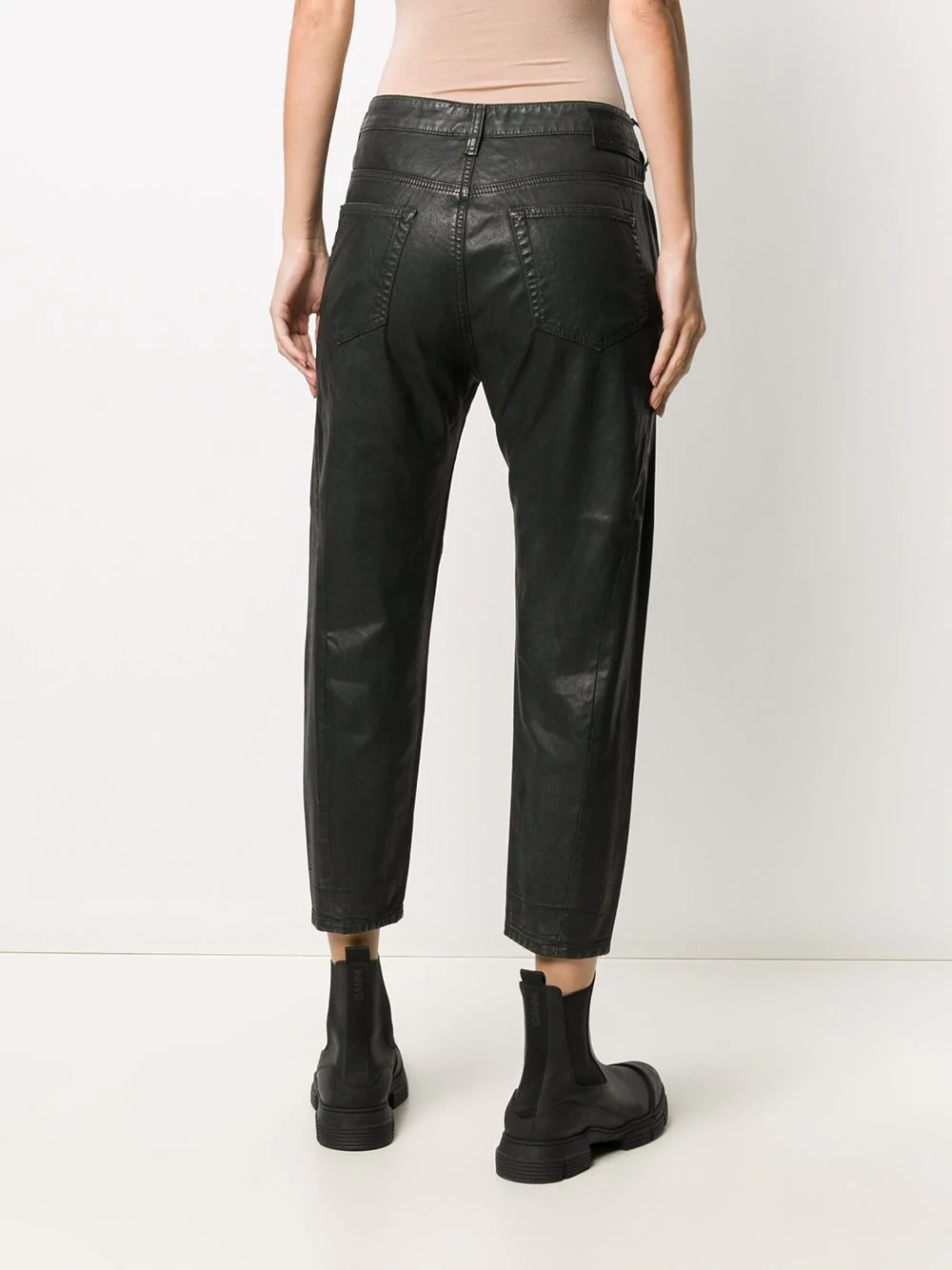 high-rise cropped coated jeans  - 4