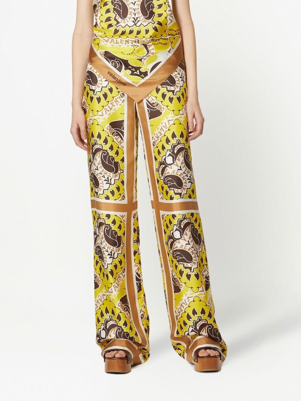 paisley-print logo branded silk trousers - 3
