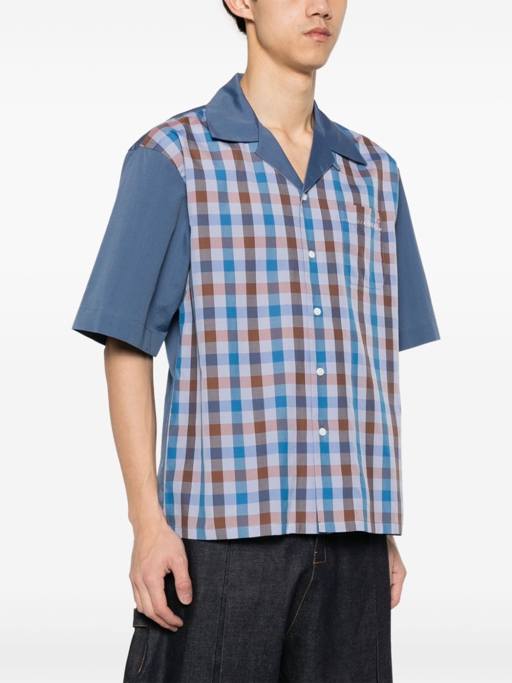 gingham-pattern bowling shirt - 3