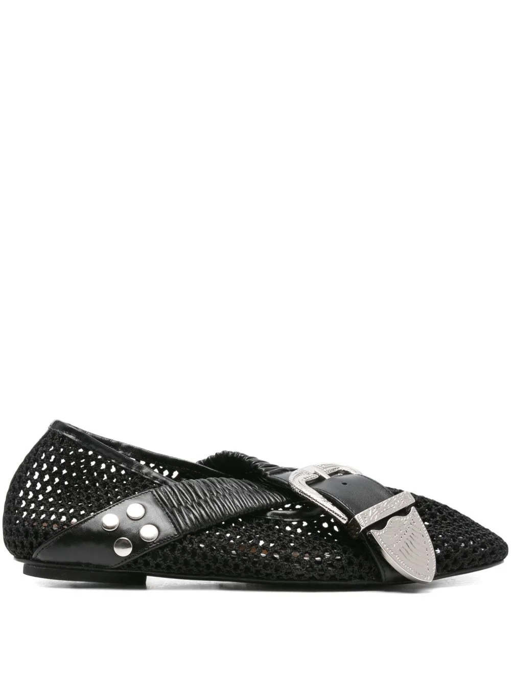 buckle-detail mesh-detail flats - 1