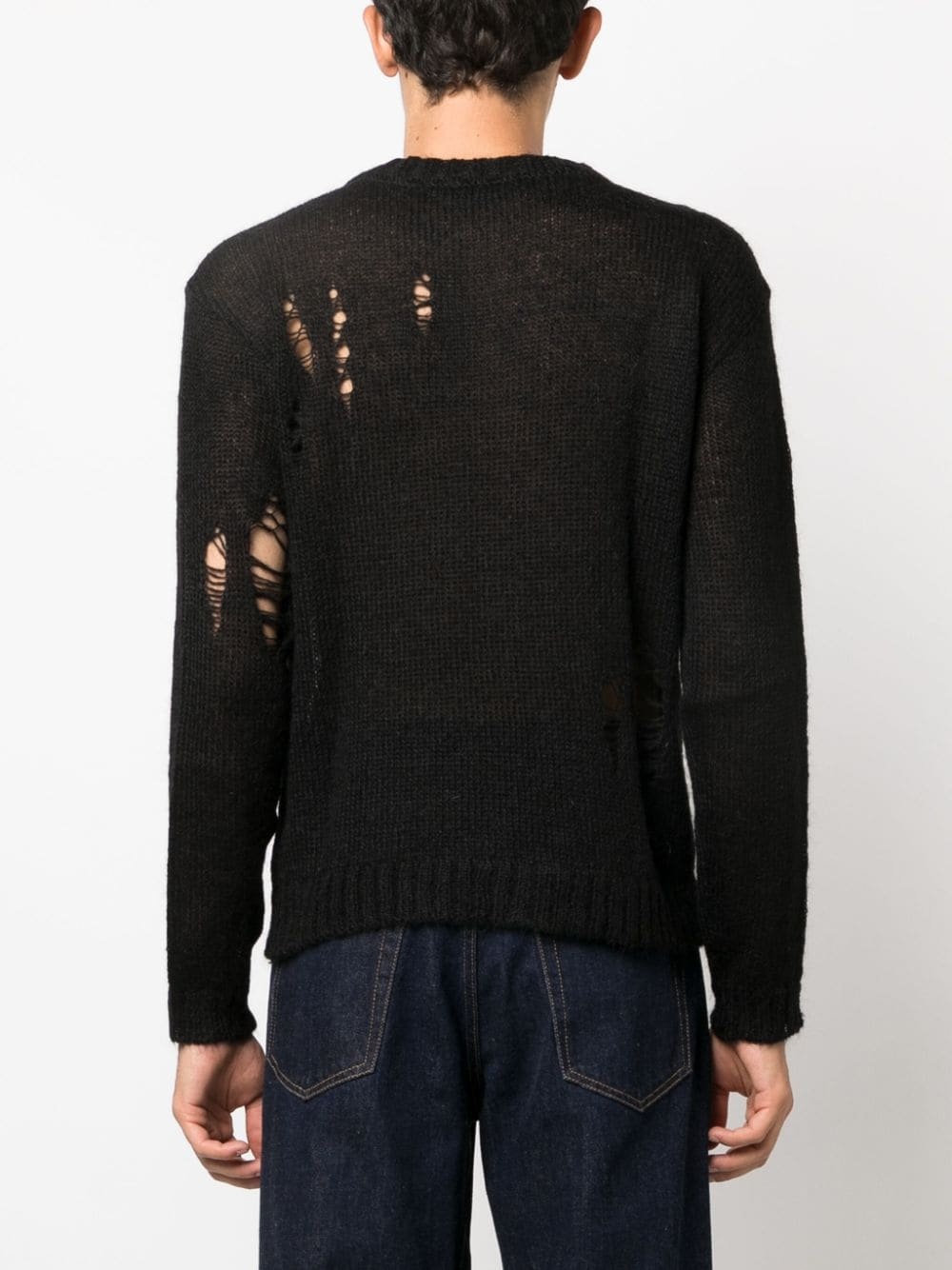 distressed-effect mohair-blend jumper - 4