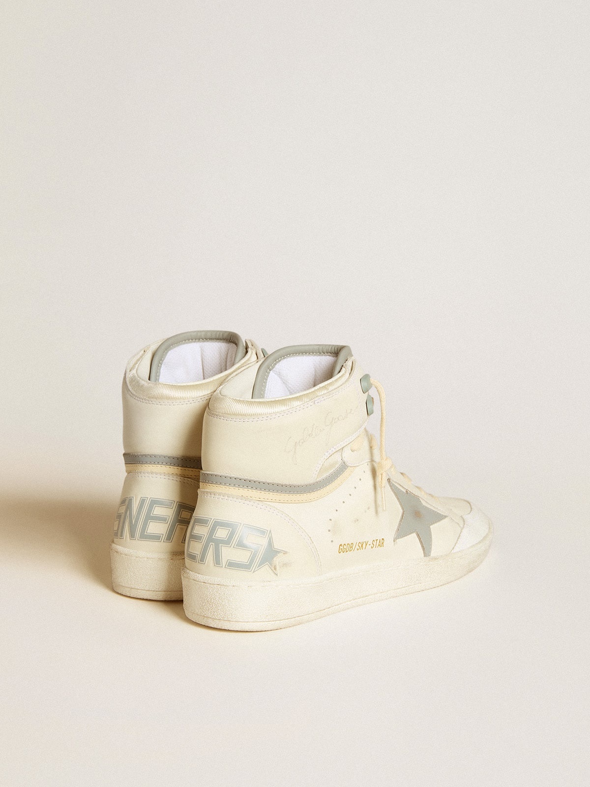Men's Sky-Star in leather with light blue leather star and white heel tab - 4