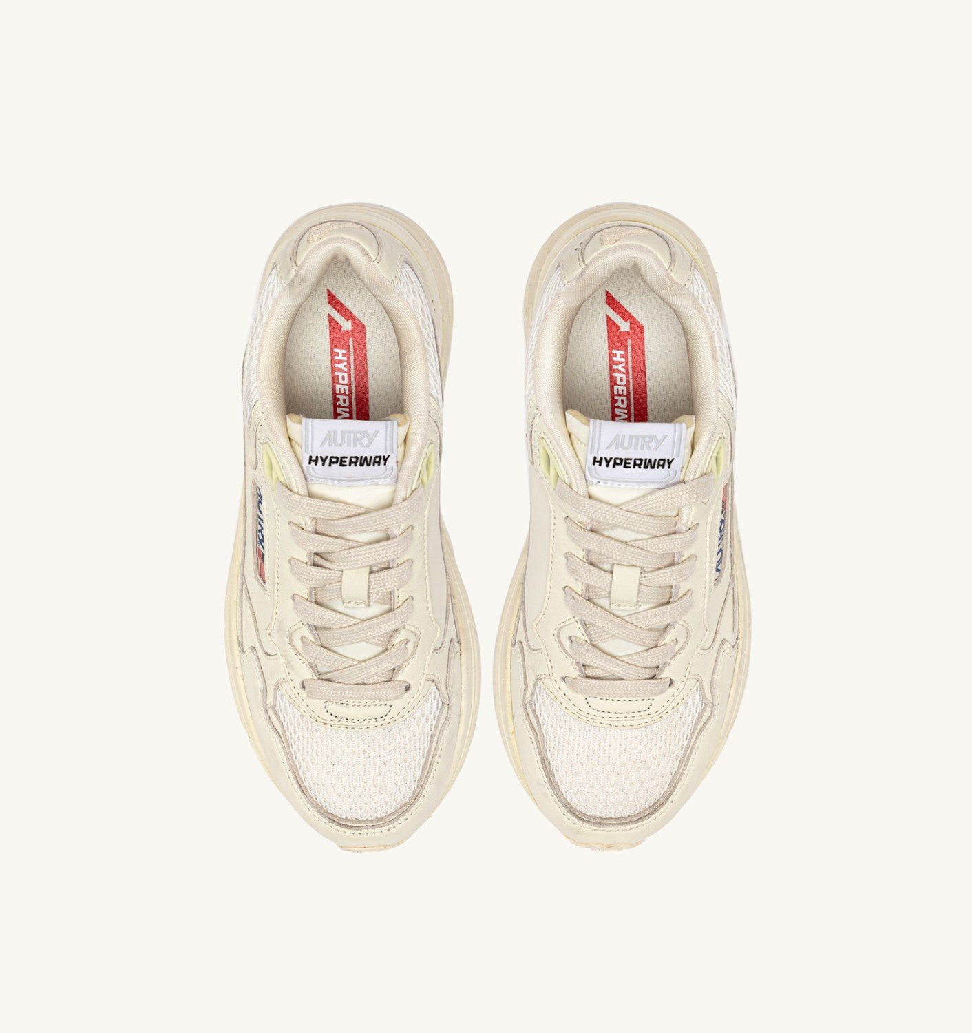 HYPERWAY SNEAKERS IN WHISPER WHITE LAMINATED LEATHER AND MESH - 5