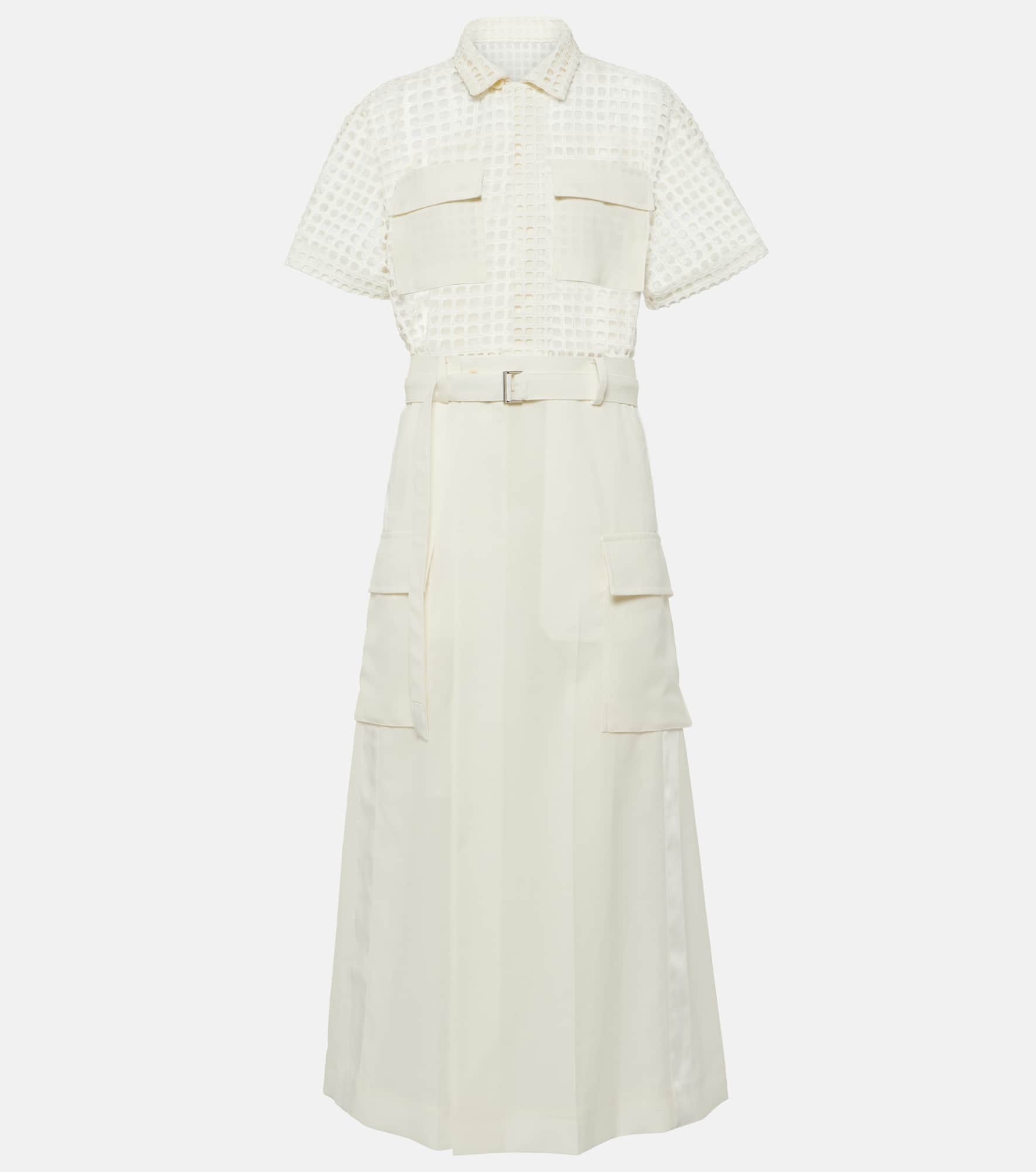 Lace-trimmed cotton midi dress - 1