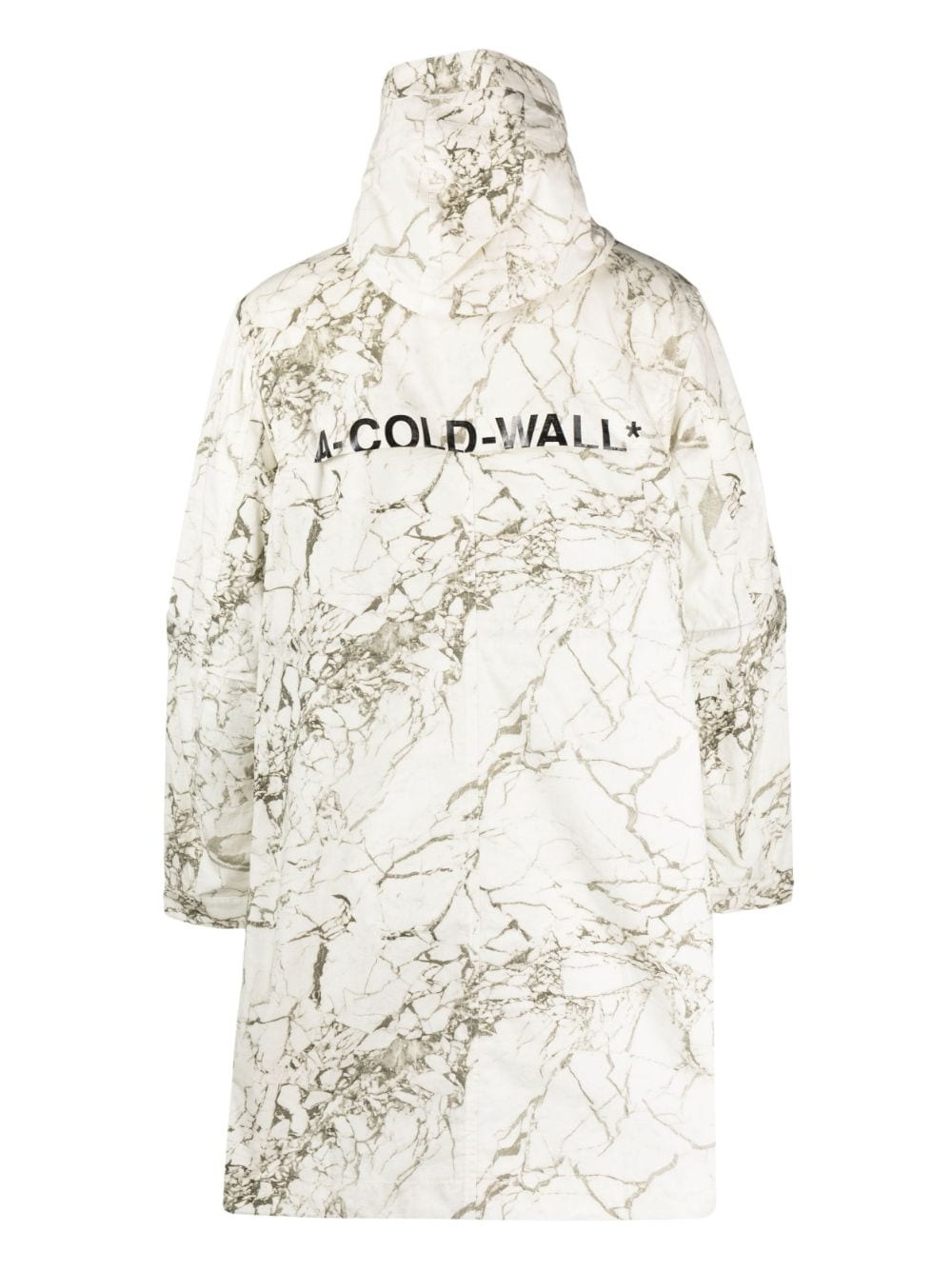Overset marble-print parka coat - 2