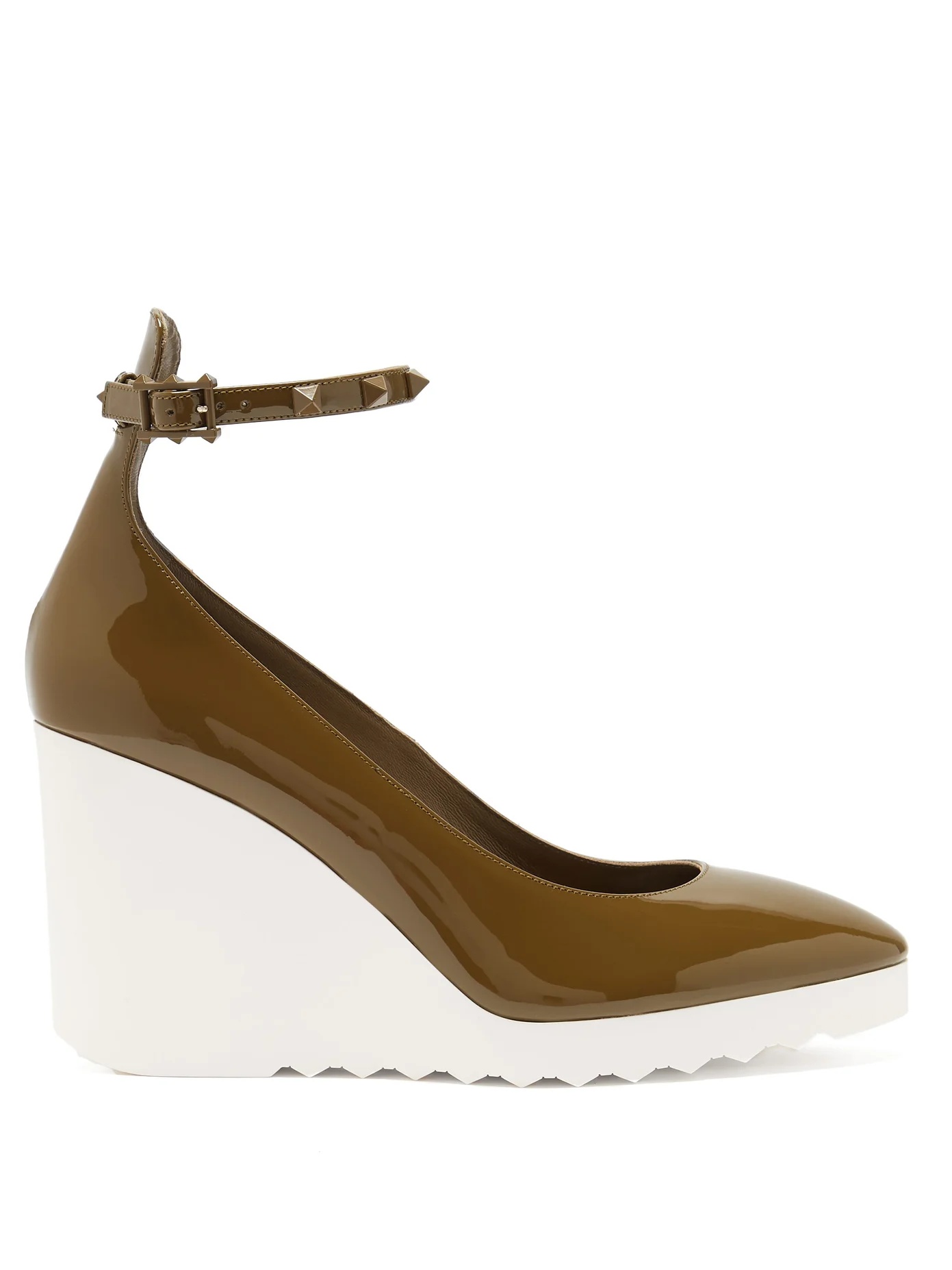 White Wave wedge-heel patent-leather pumps - 1