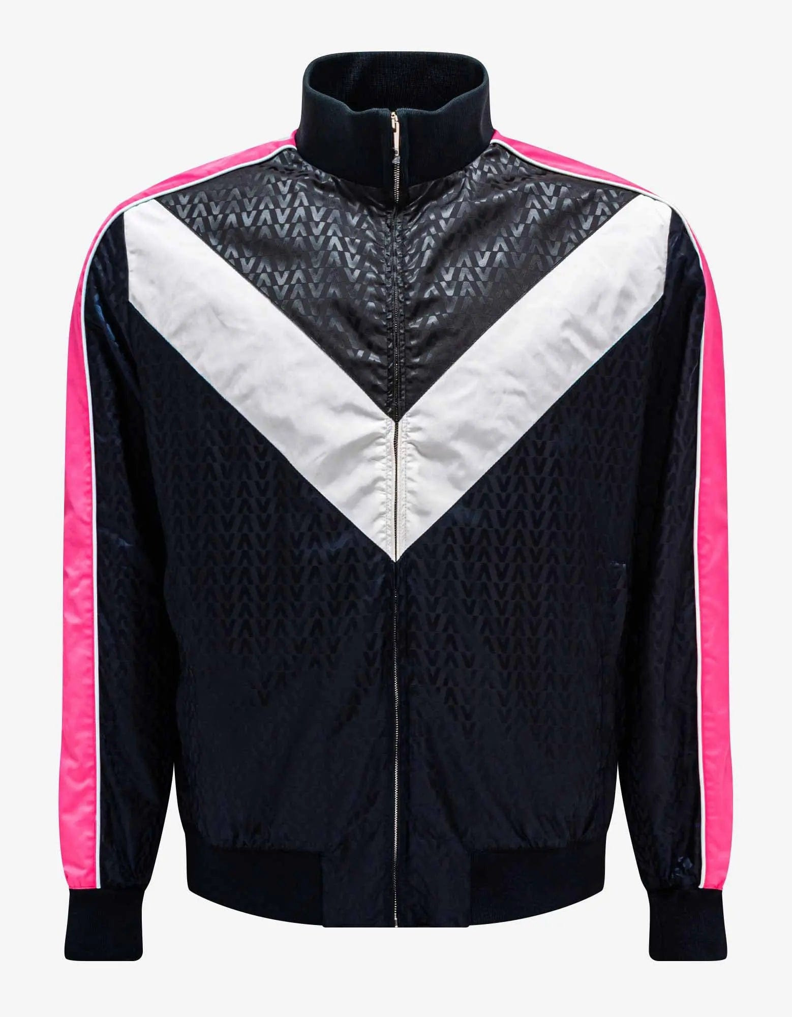 Valentino Navy Blue Optical Logo Jacquard Track Jacket - 1