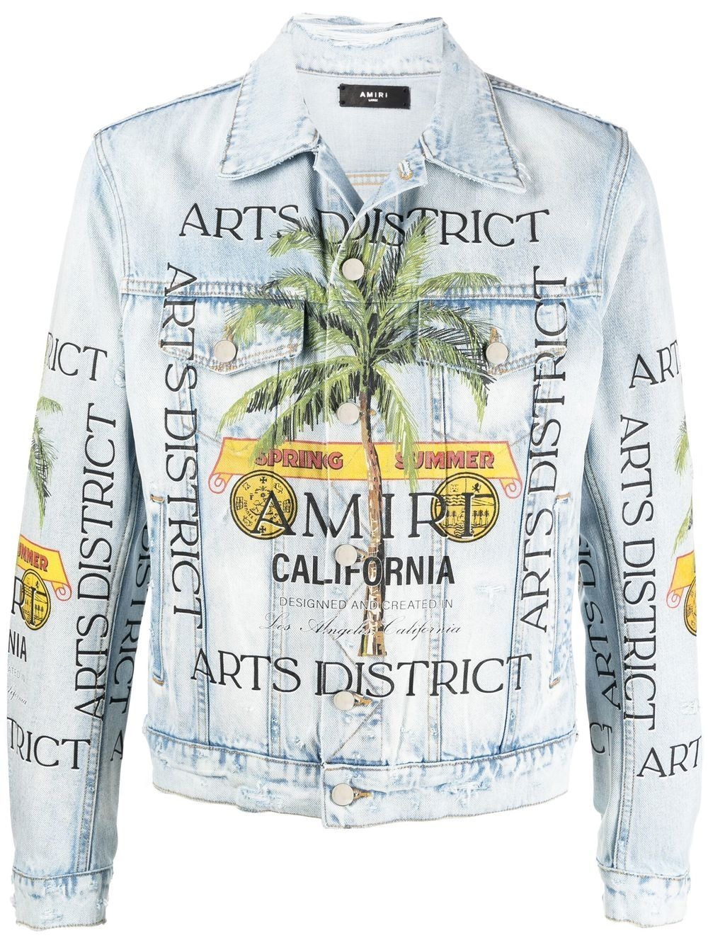 graphic-print distressed-effect denim jacket - 1