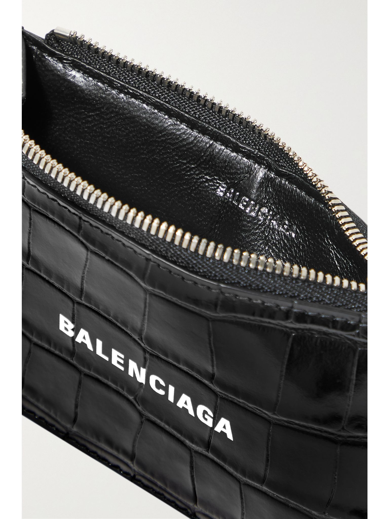 Cash printed croc-effect leather cardholder Black - 5