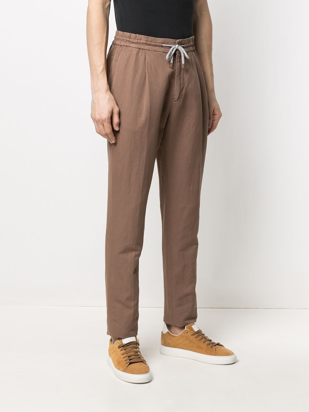 drawstring-waist straight leg trousers - 3