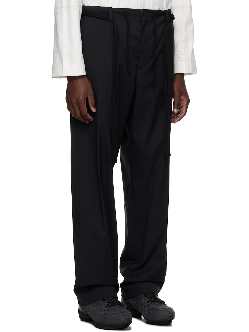 Black Elasticized Worker Trousers - 2