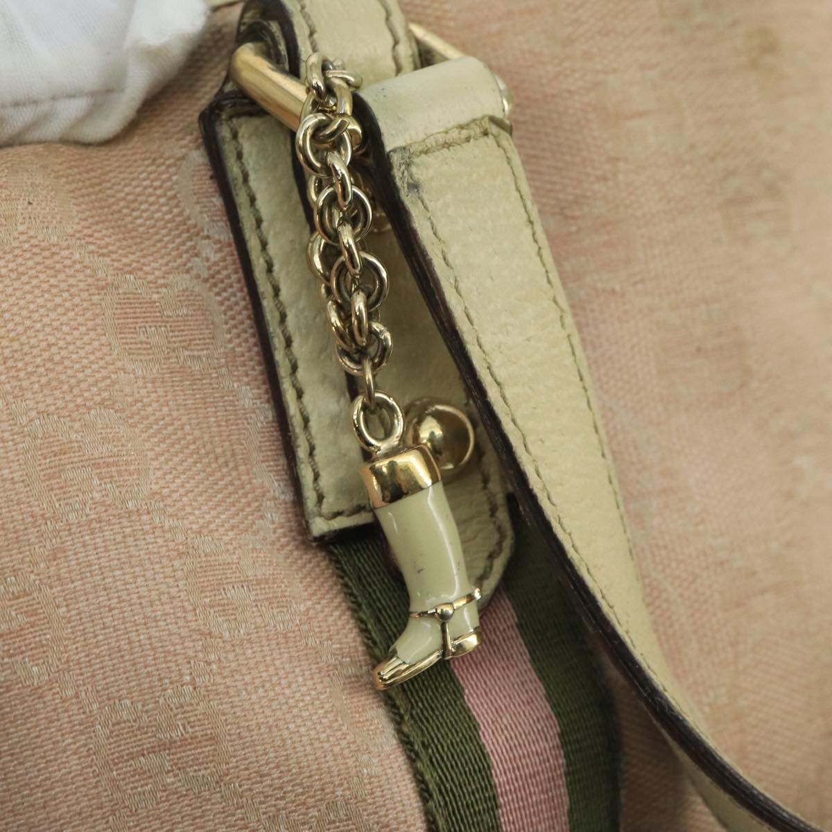 GUCCI GG Canvas Hand Bag Pink Cream Gold - 10