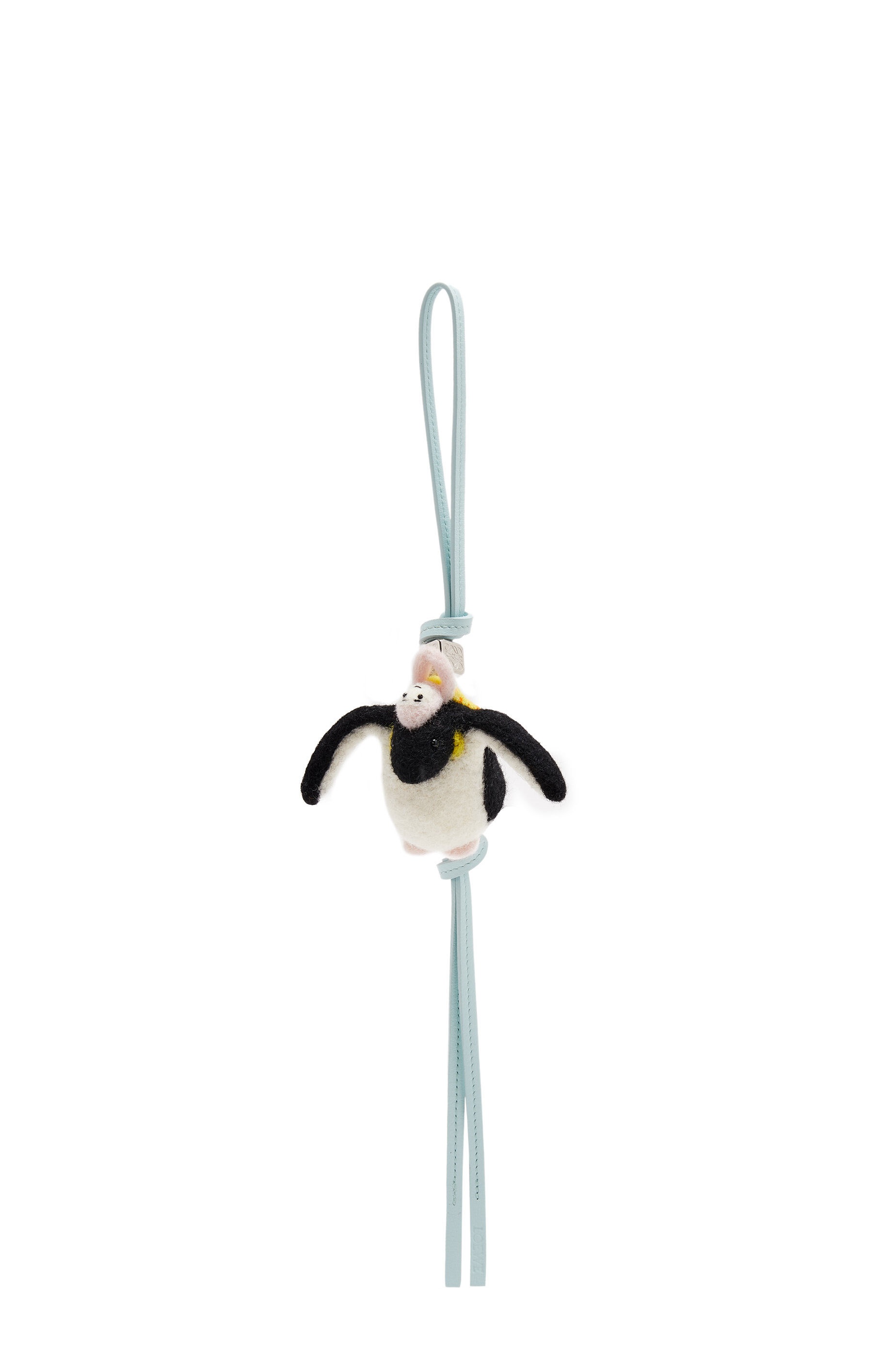 Loewe Penguin With Kid Charm In Felt And Calfskin 