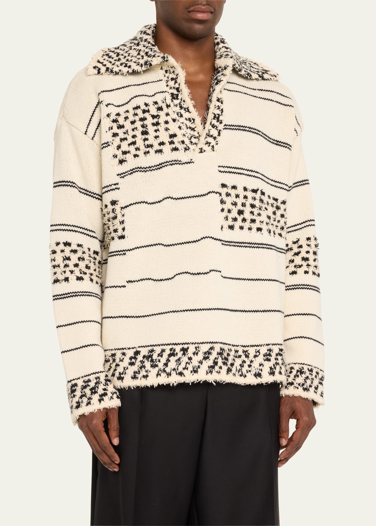 Men's Textured Stripe Knit Sweater - 4