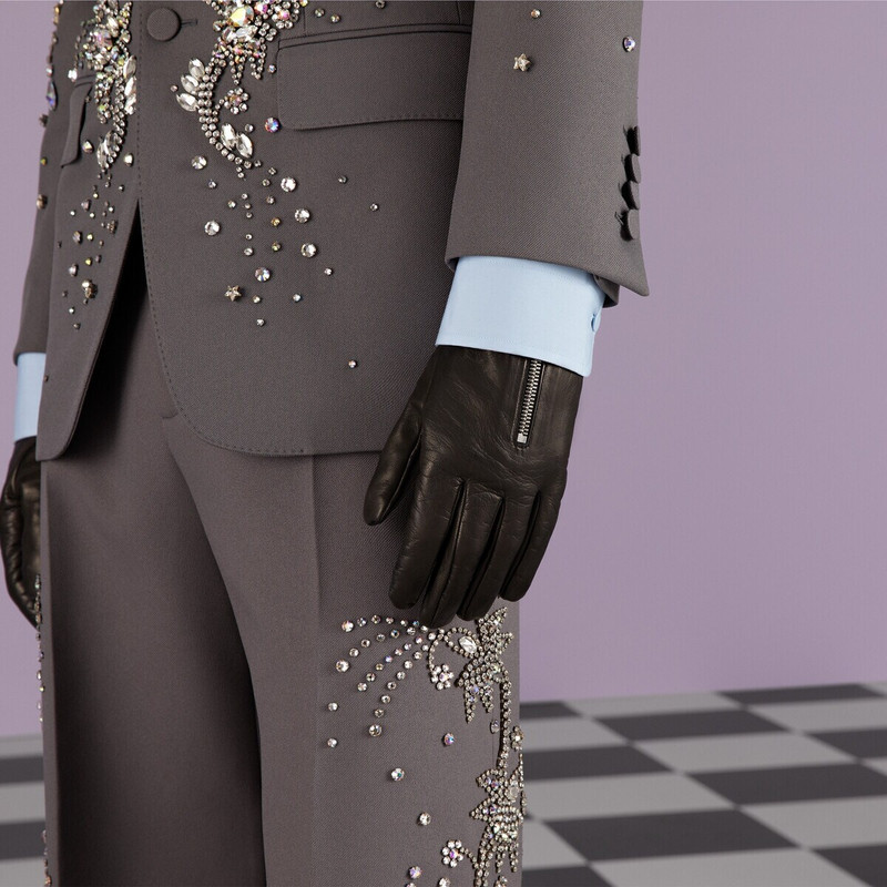 Leather gloves with zip 3