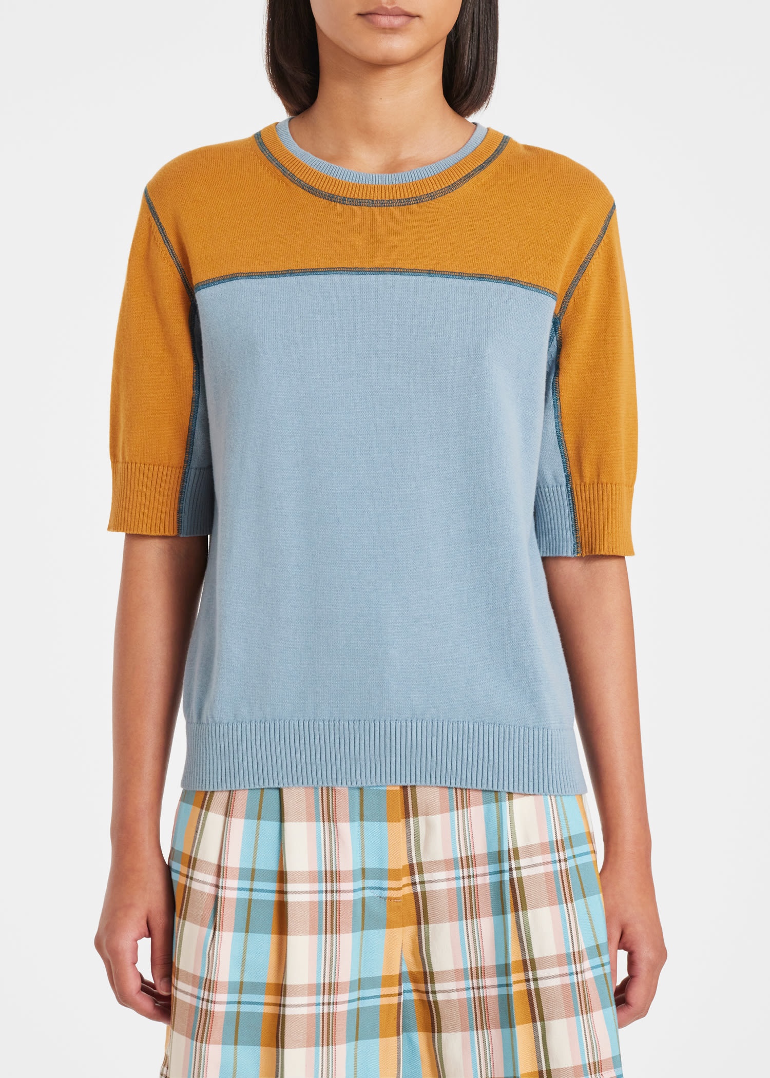 Blue Contrast Knitted Top - 3