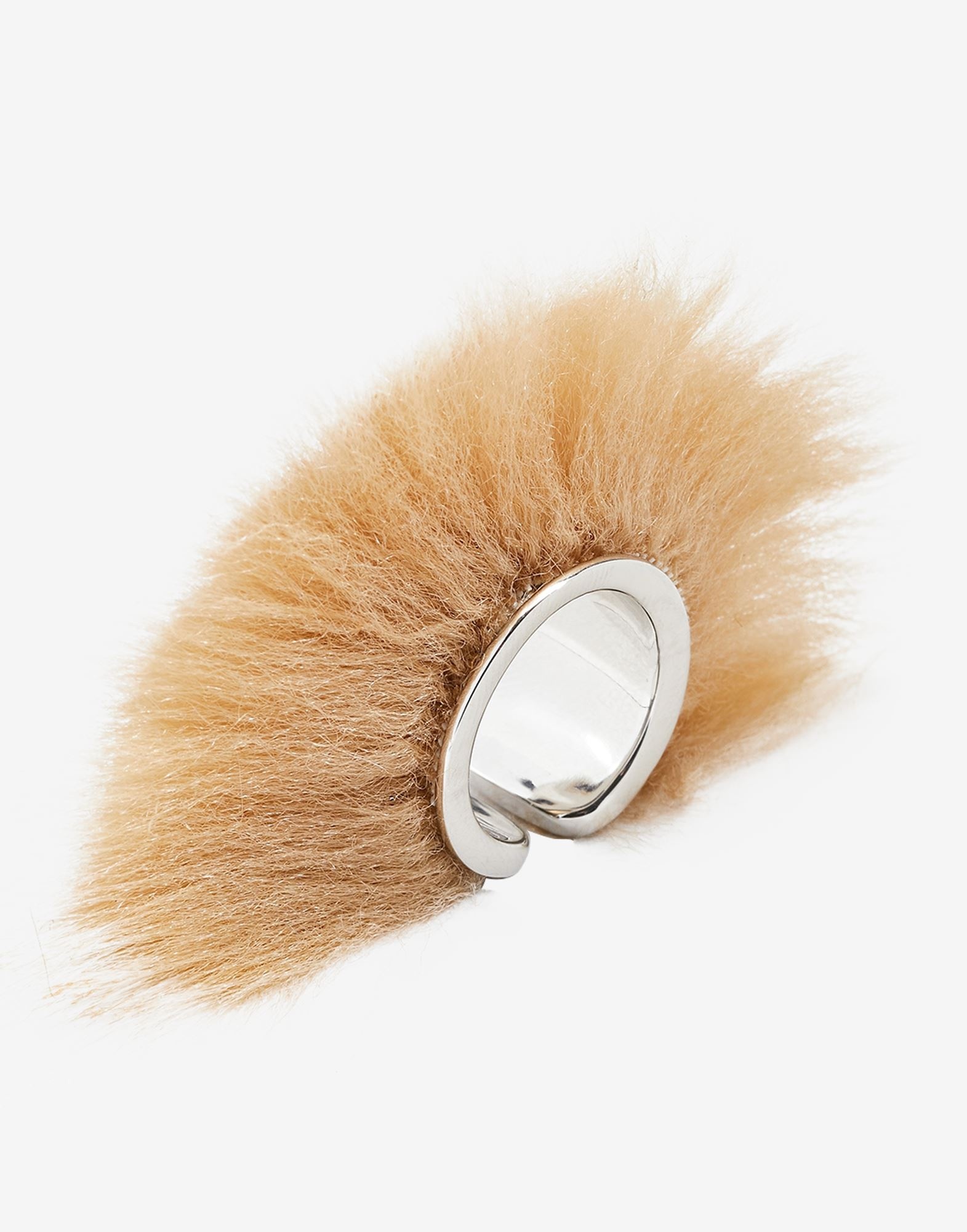 Faux fur and brass ring - 3