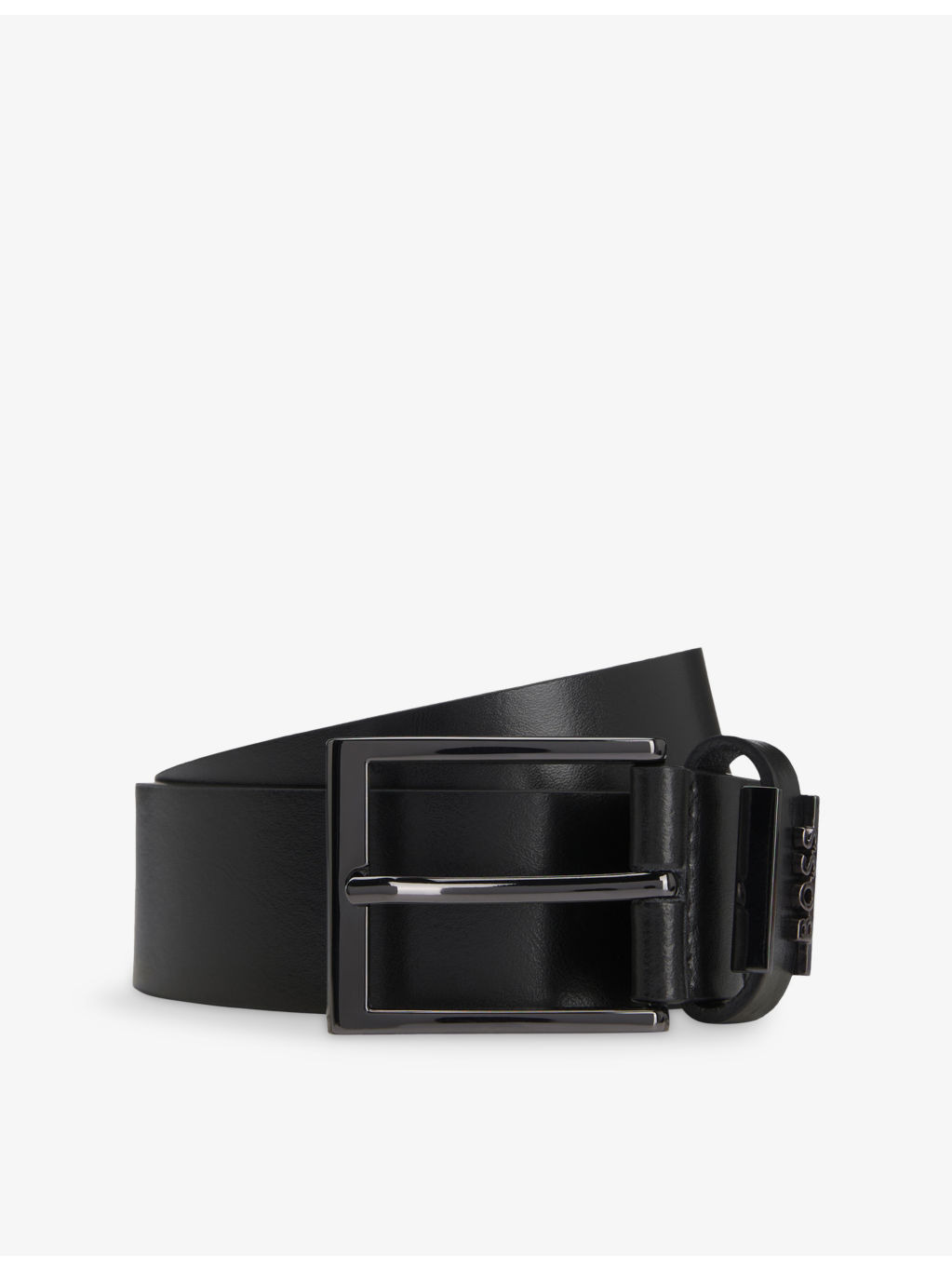 Branded-Buckle Leather Belt - 5