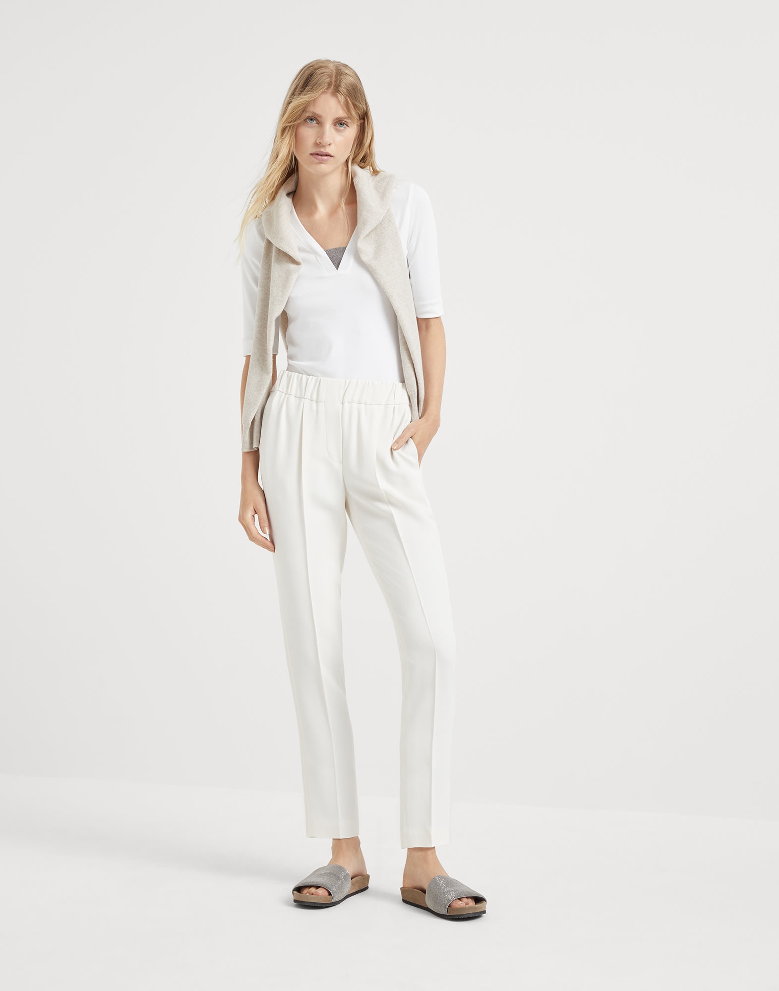 Silk and acetate crêpe cady tailored jogger trousers - 4