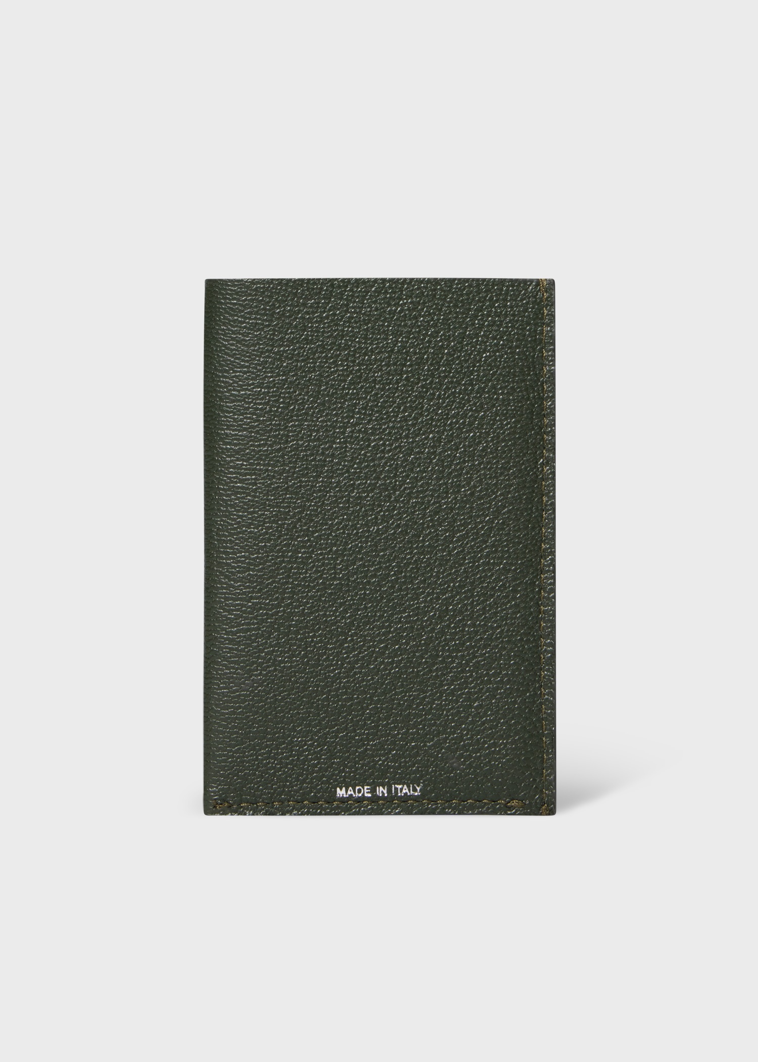 Dark Green Grained Leather Card Holder - 2