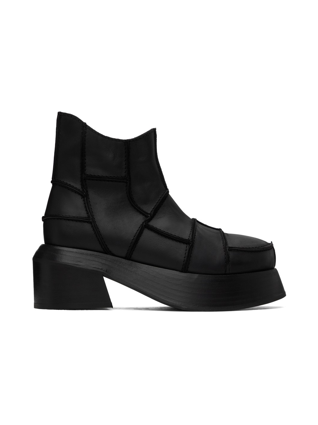 Black Patchwork Boots - 1