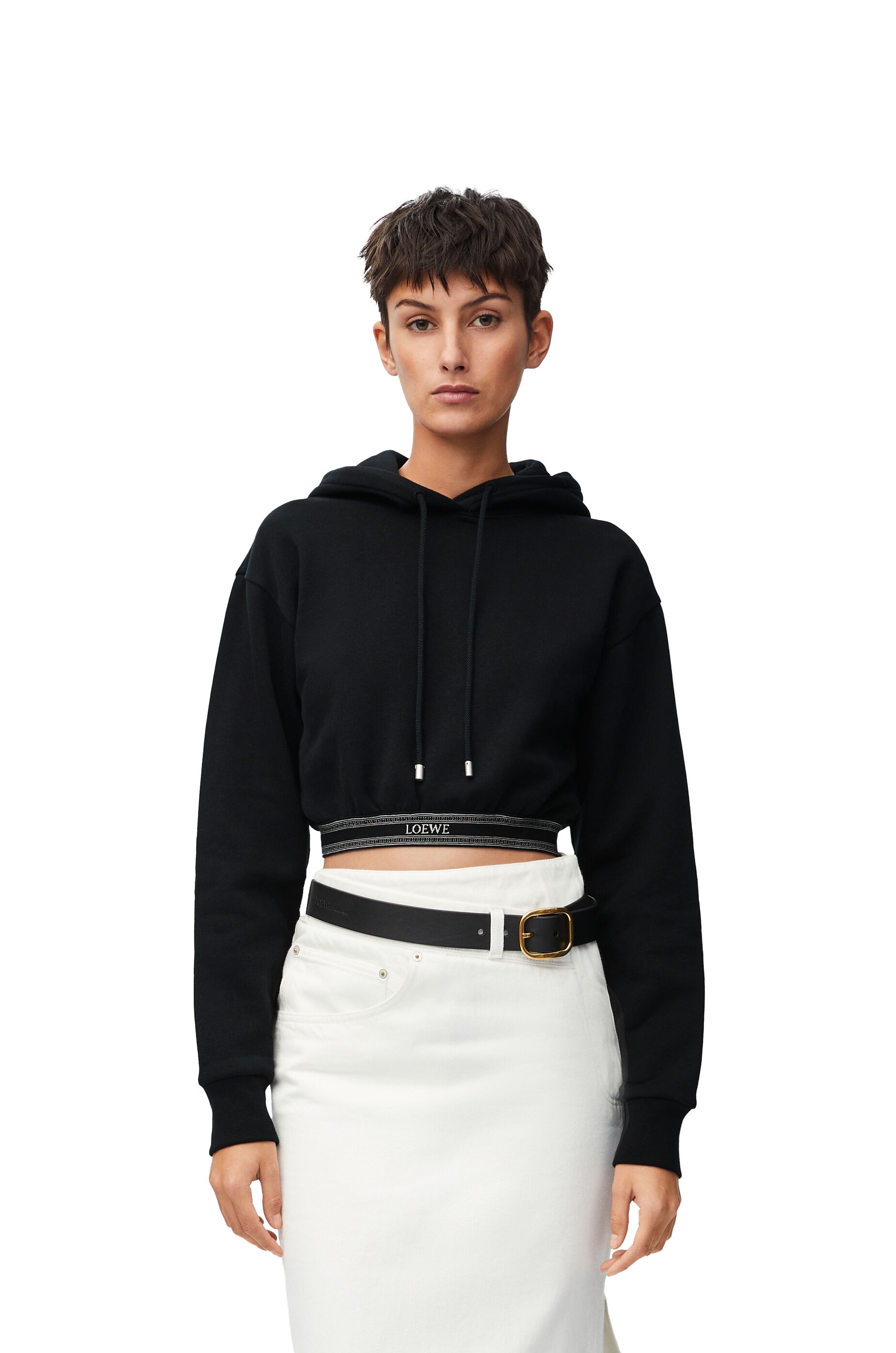 Cropped hoodie in cotton and cashmere - 3