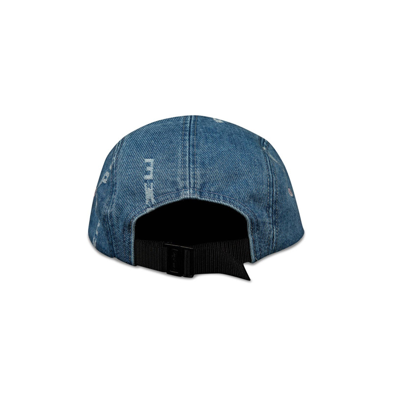Supreme Supreme Logo Stripe Jacquard Denim Camp Cap 'Blue' outlook