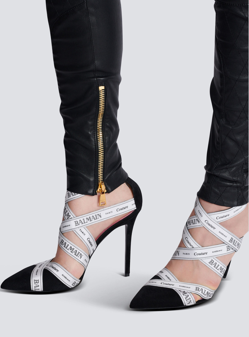 Quilted lambskin trousers with diamond motif 6