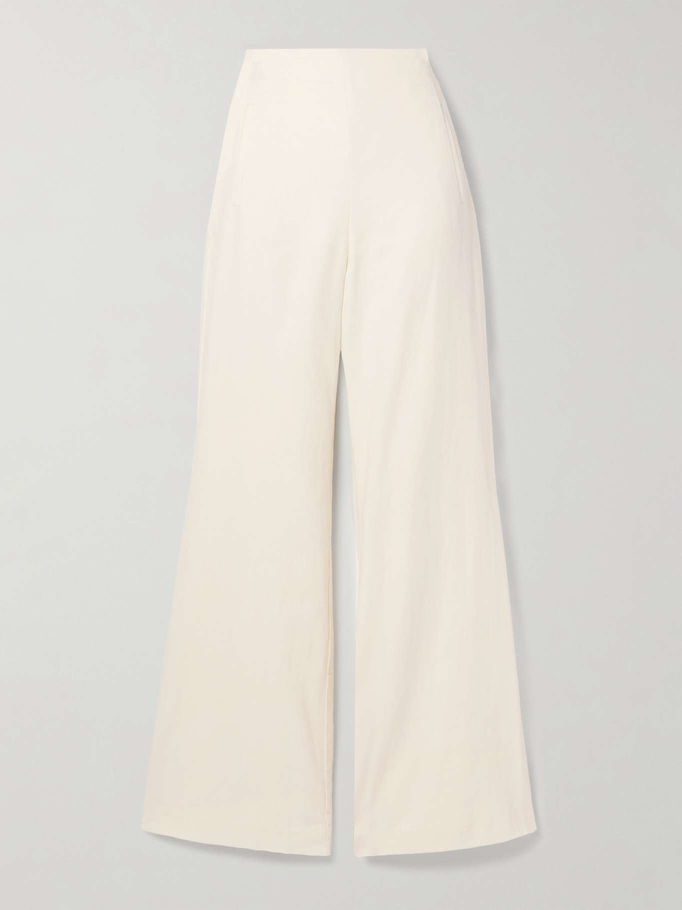 Cotton and linen-blend twill wide-leg pants - 1