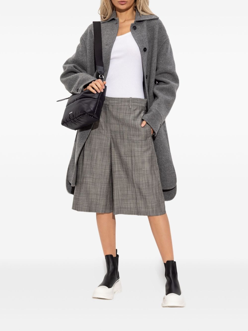 button-fastening wool coat - 2