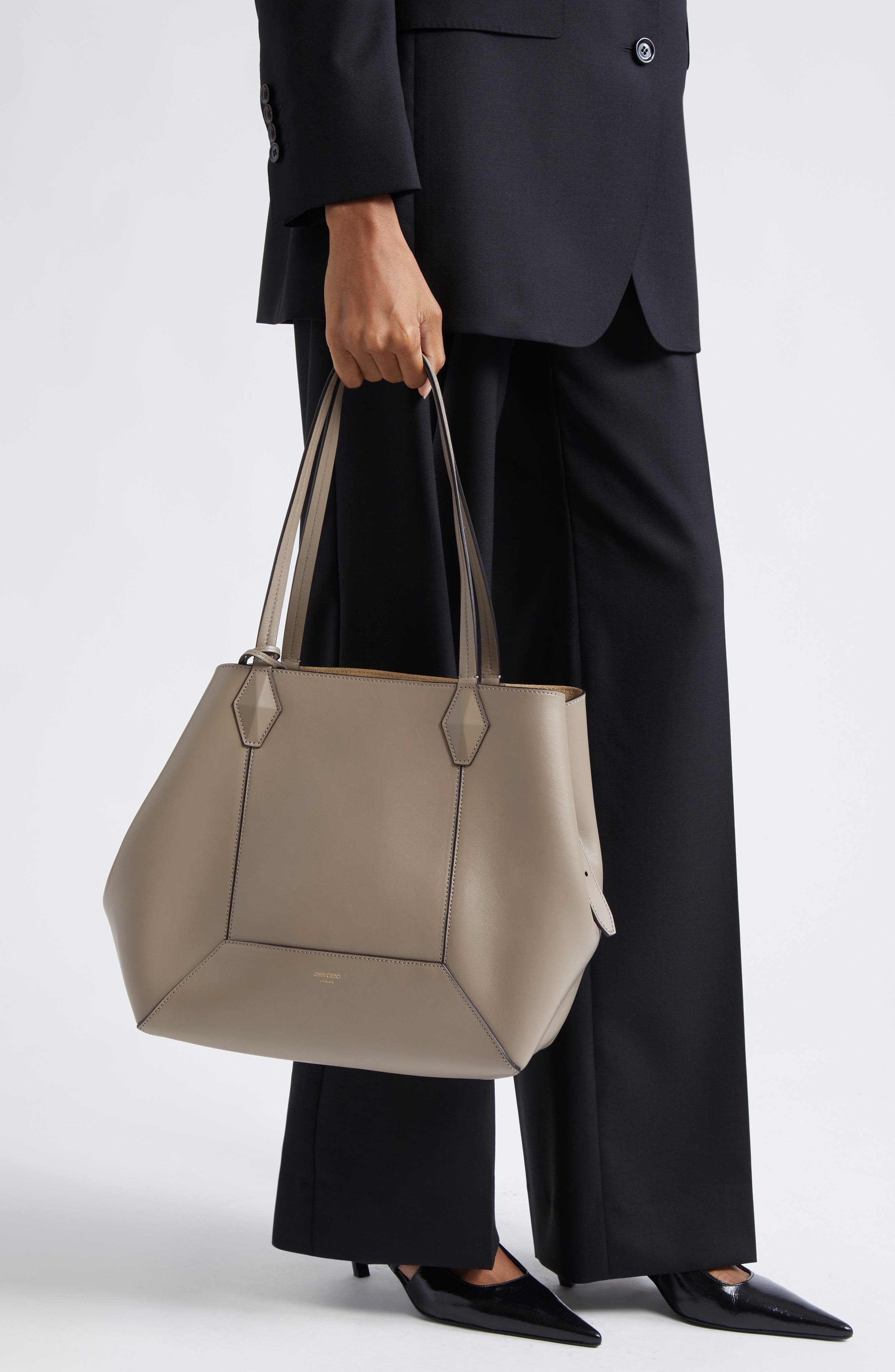 Jimmy Choo Medium Diamond Leather Tote in Taupe at Nordstrom - 2