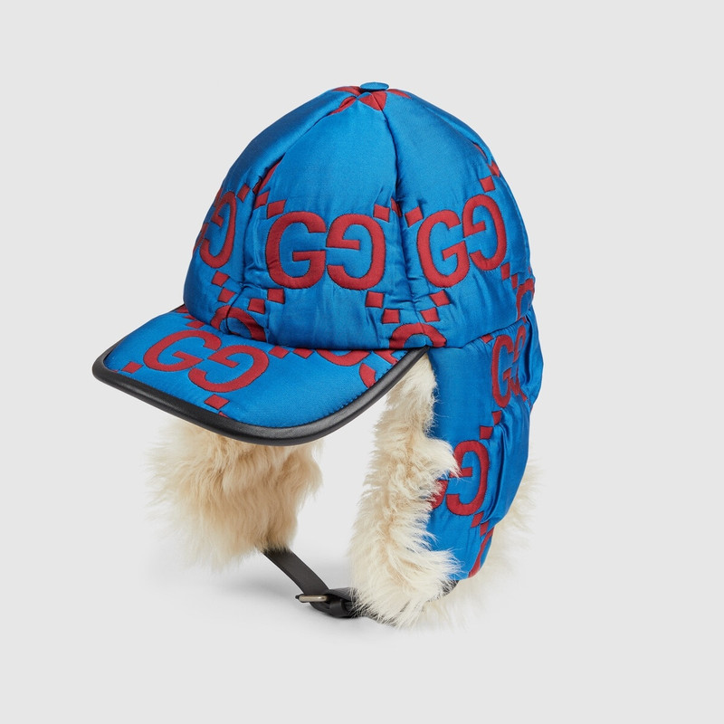 Quilted GG nylon hat with ear flaps 1