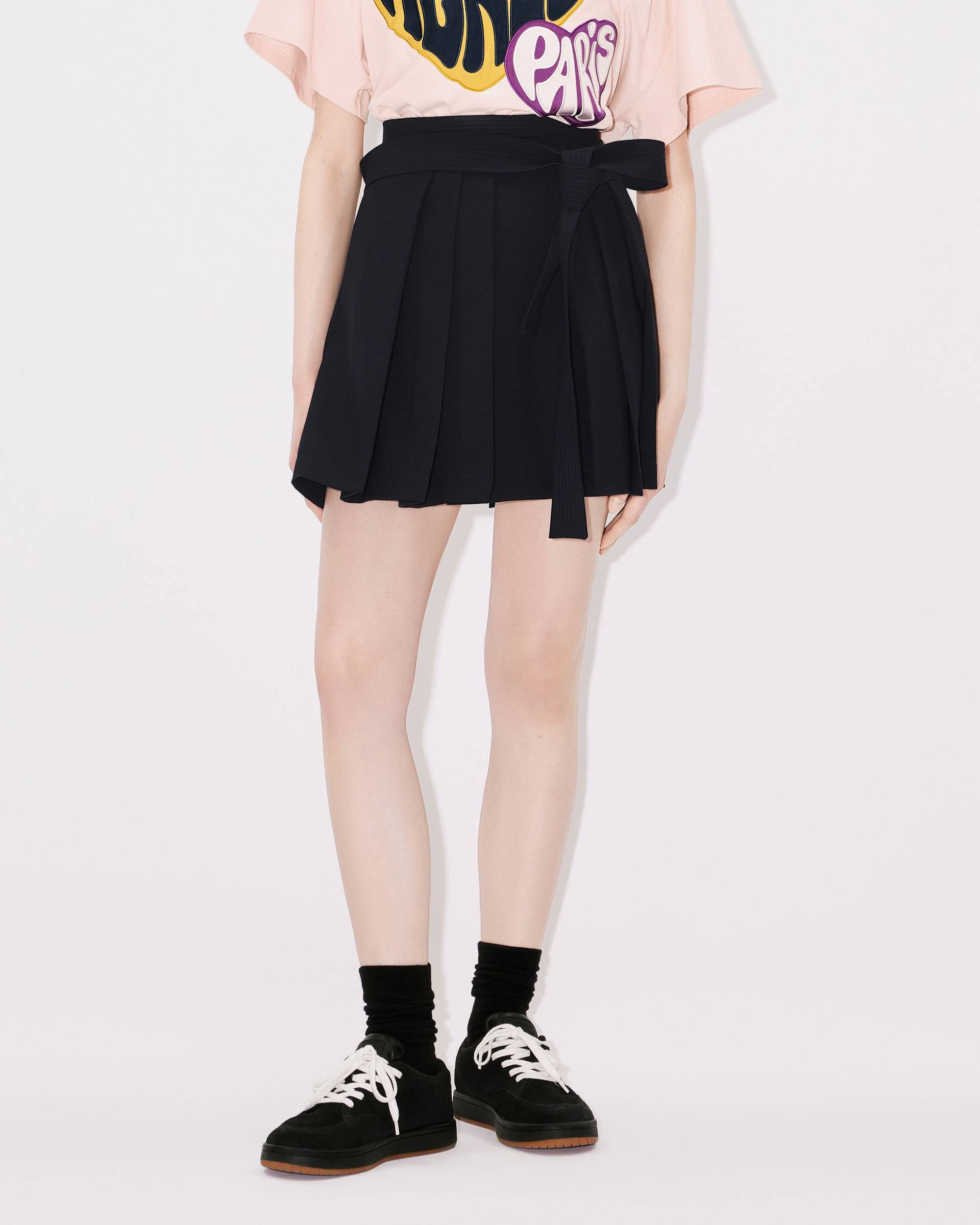 Pleated wool mini skirt - 4