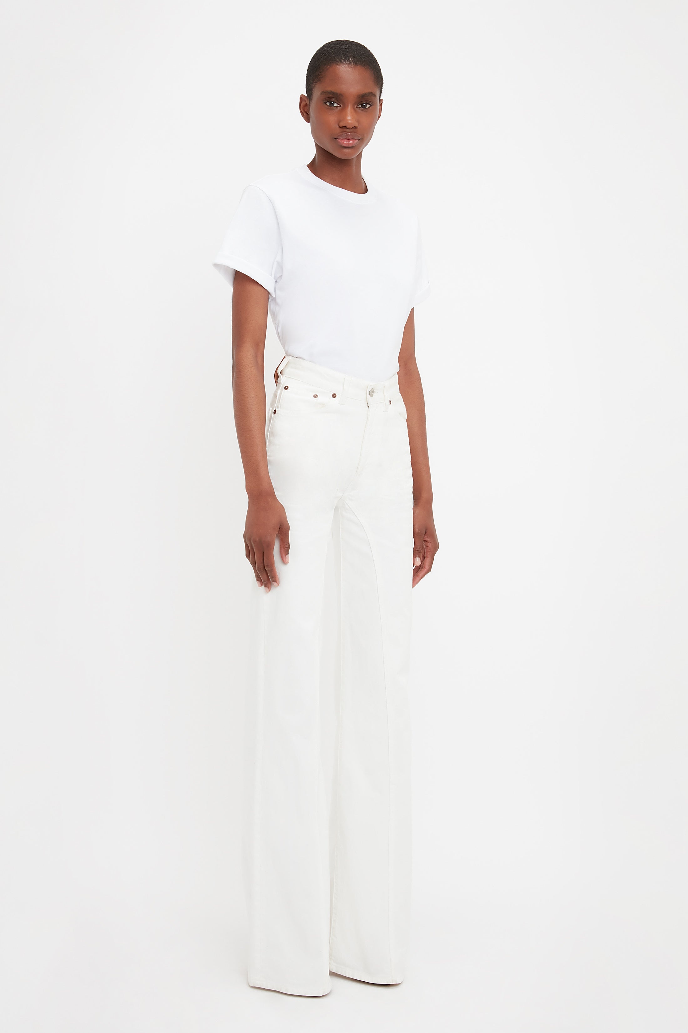 Bianca High Waisted Straight Leg Jean In White - 3