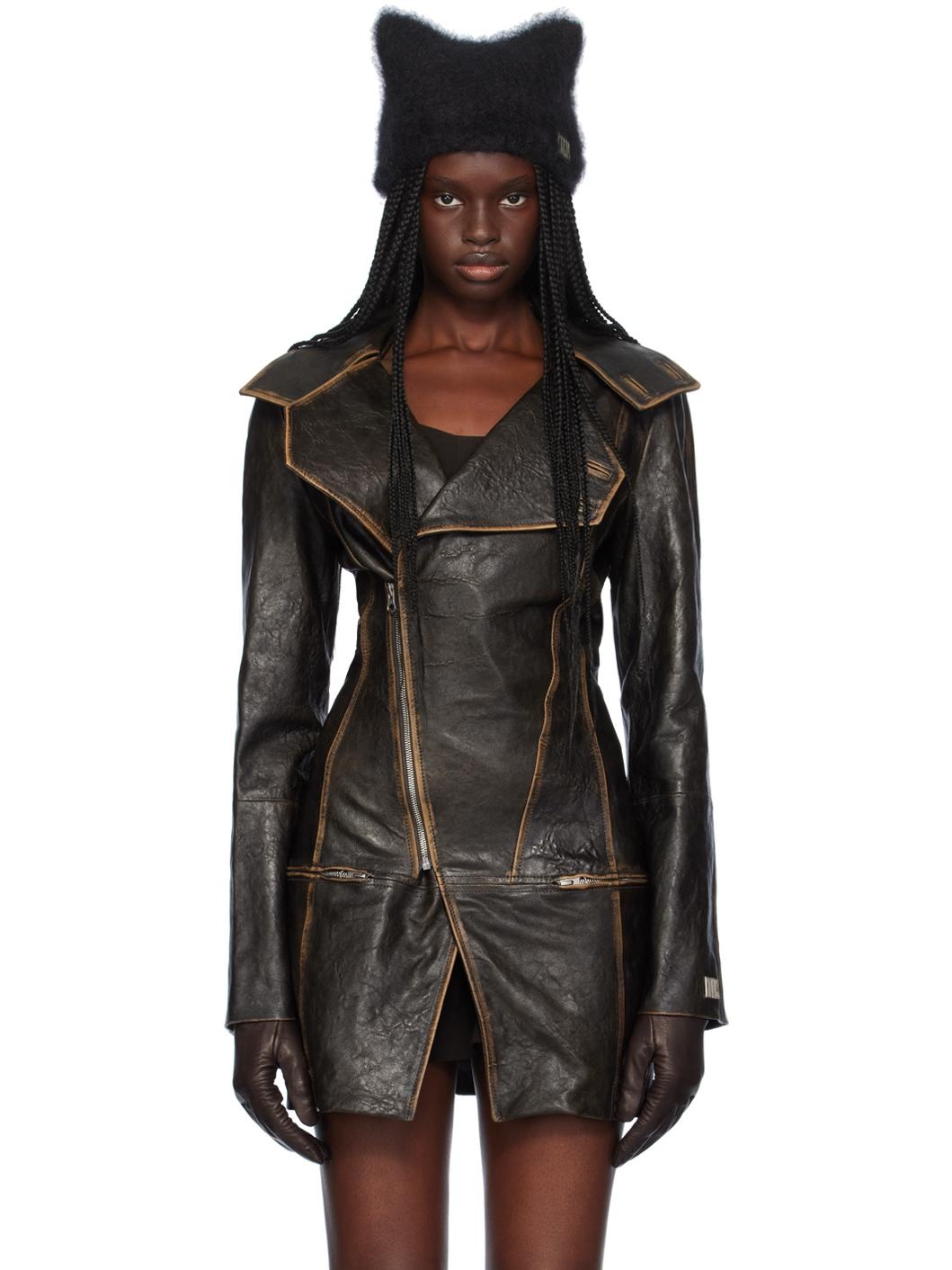 Brown SLK Leather Coat - 1