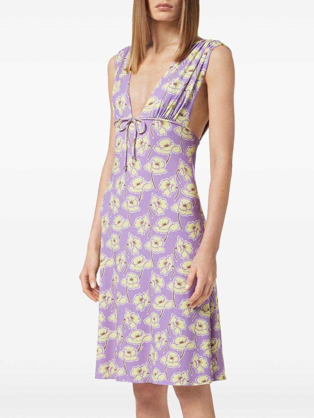 Poppies V-neck midi dress - 4