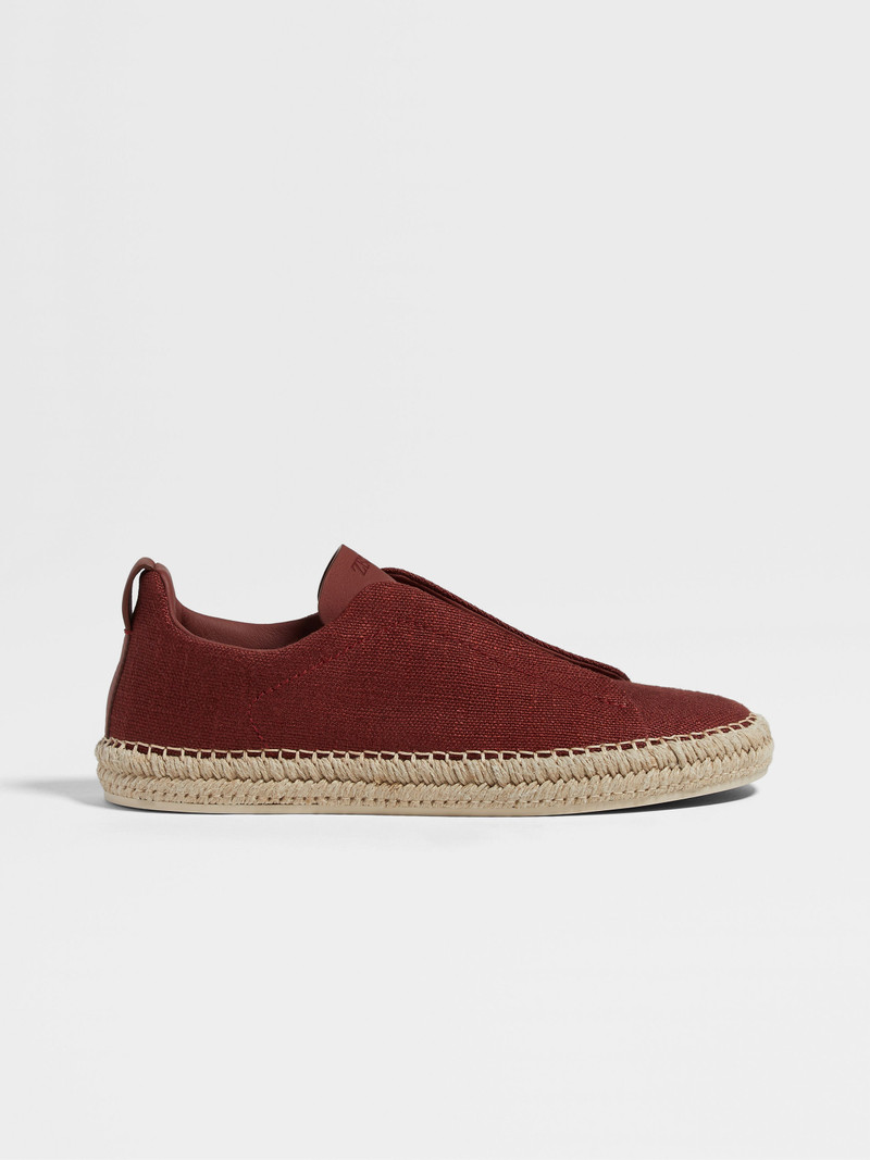 RED VISCOSE LINEN AND LEATHER TRIPLE STITCH™ ESPADRILLES 4