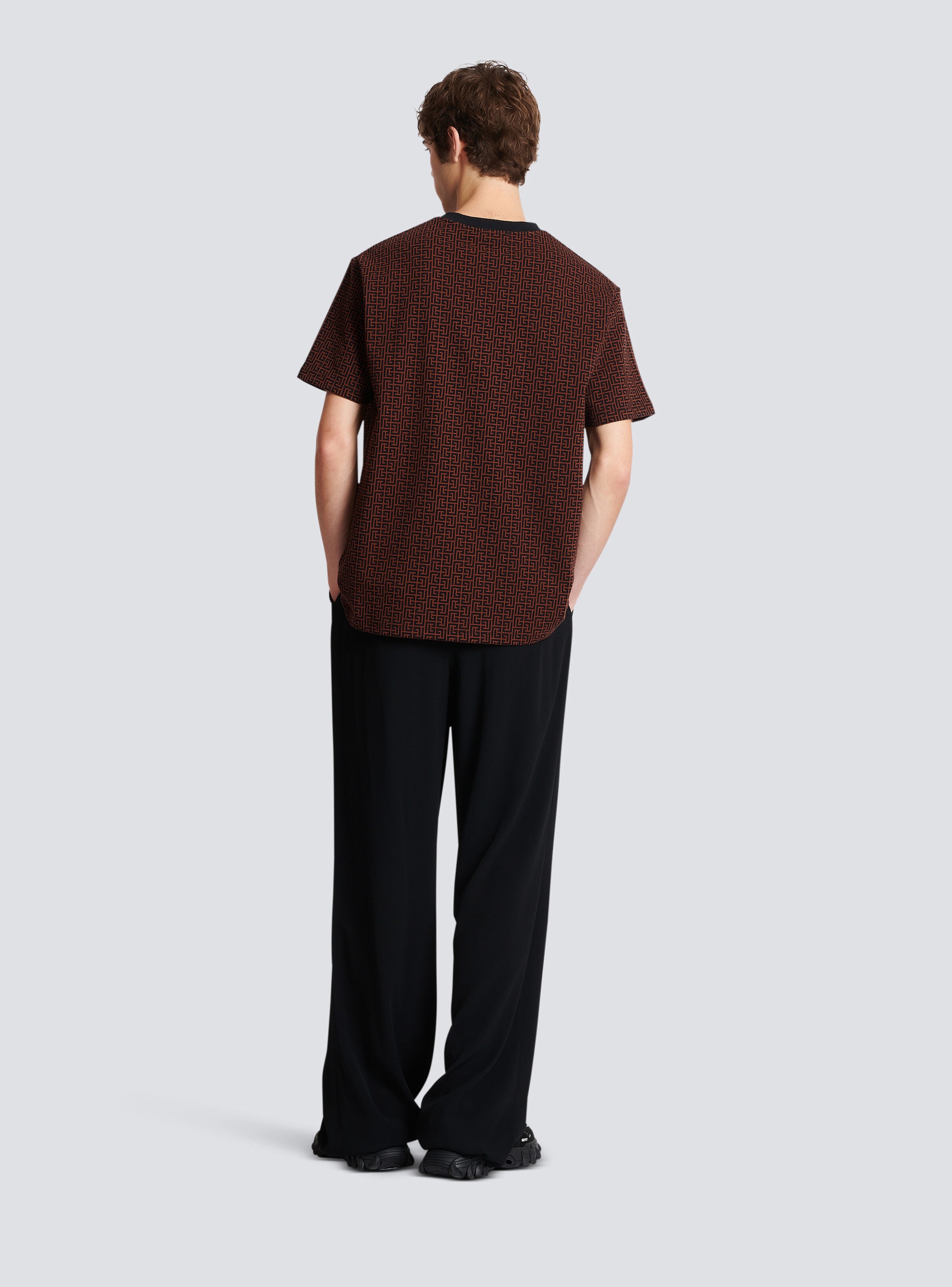 Monogrammed loose-fitting jacquard T-shirt - 4