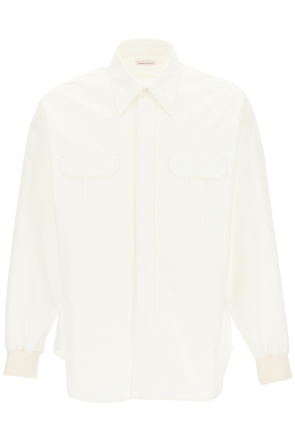 OVERSIZED POPLIN SHIRT WITH ELASTICIZED CUFFS - 1