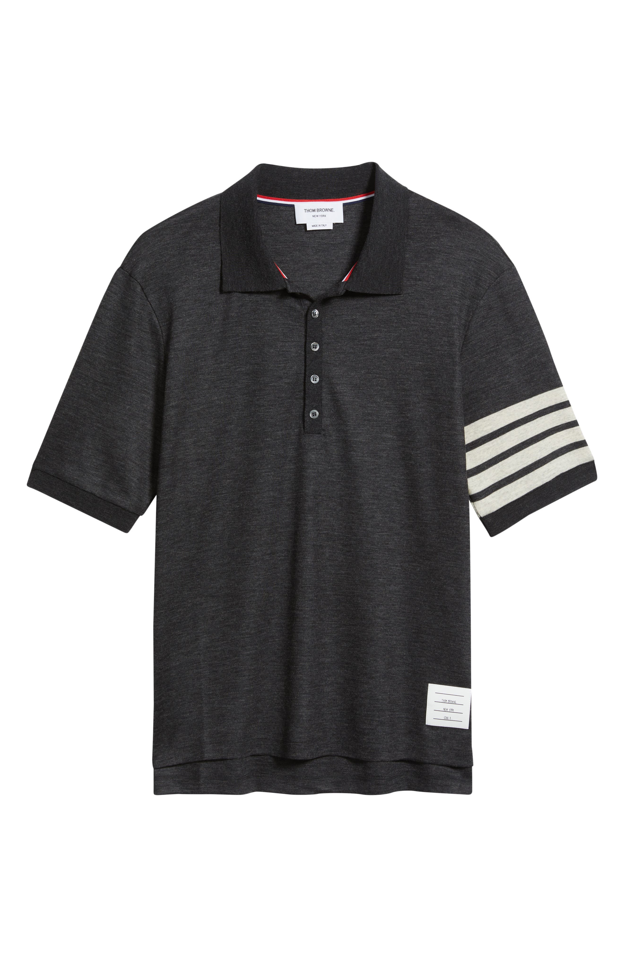 Thom Browne 4-Bar Virgin Wool Jersey Polo in Charcoal at Nordstrom - 5