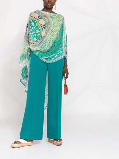 Etro geometric-print silk poncho top outlook