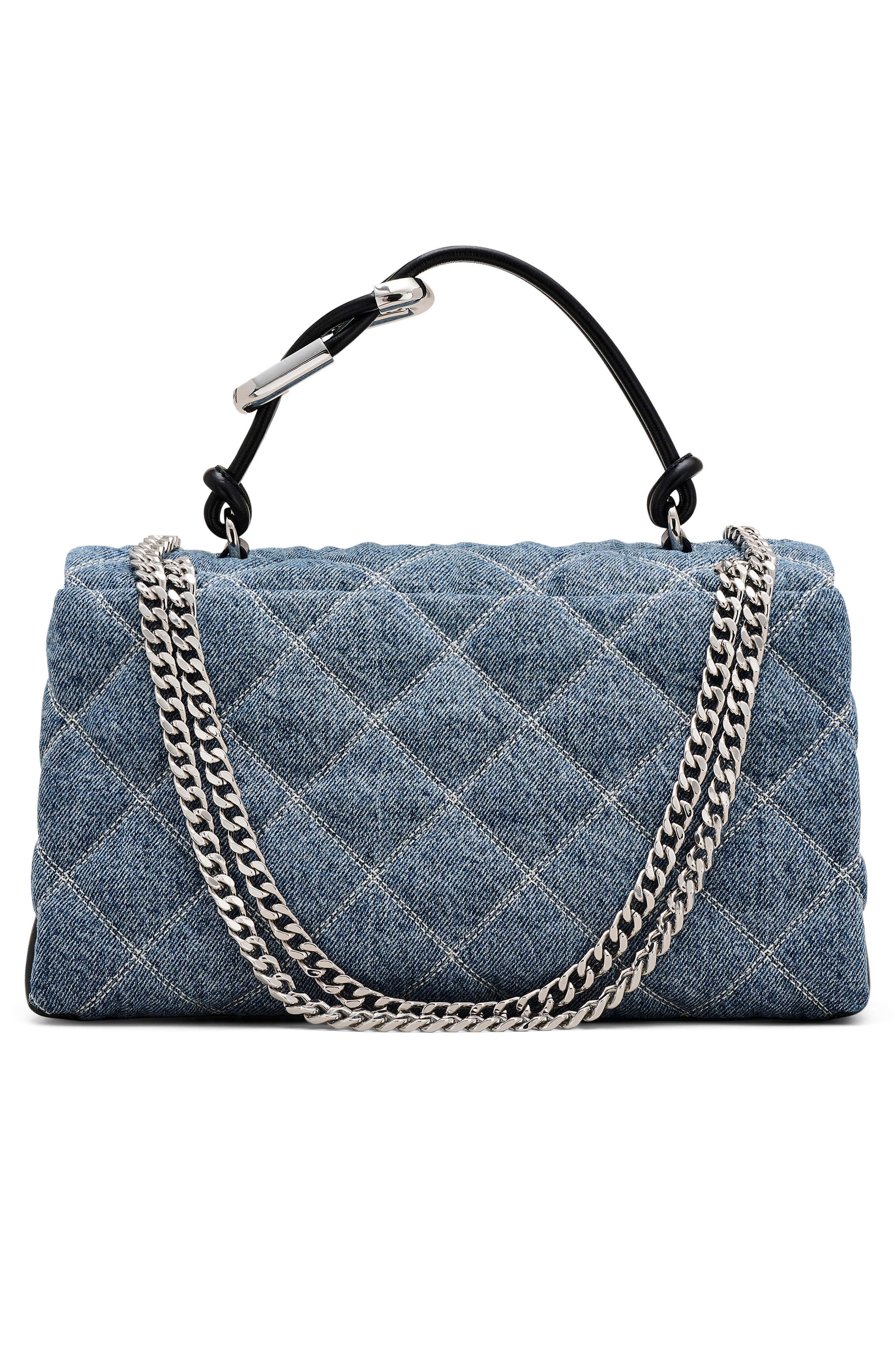 Marc Jacobs The Quilted Denim Dual Chain Shoulder Bag in Light Wash Indigo at Nordstrom - 5
