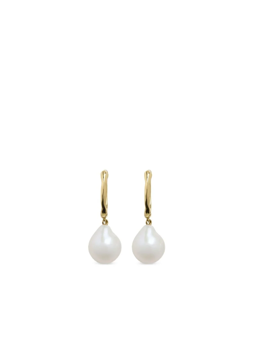14K yellow gold small baroque pearl huggie earrings - 1