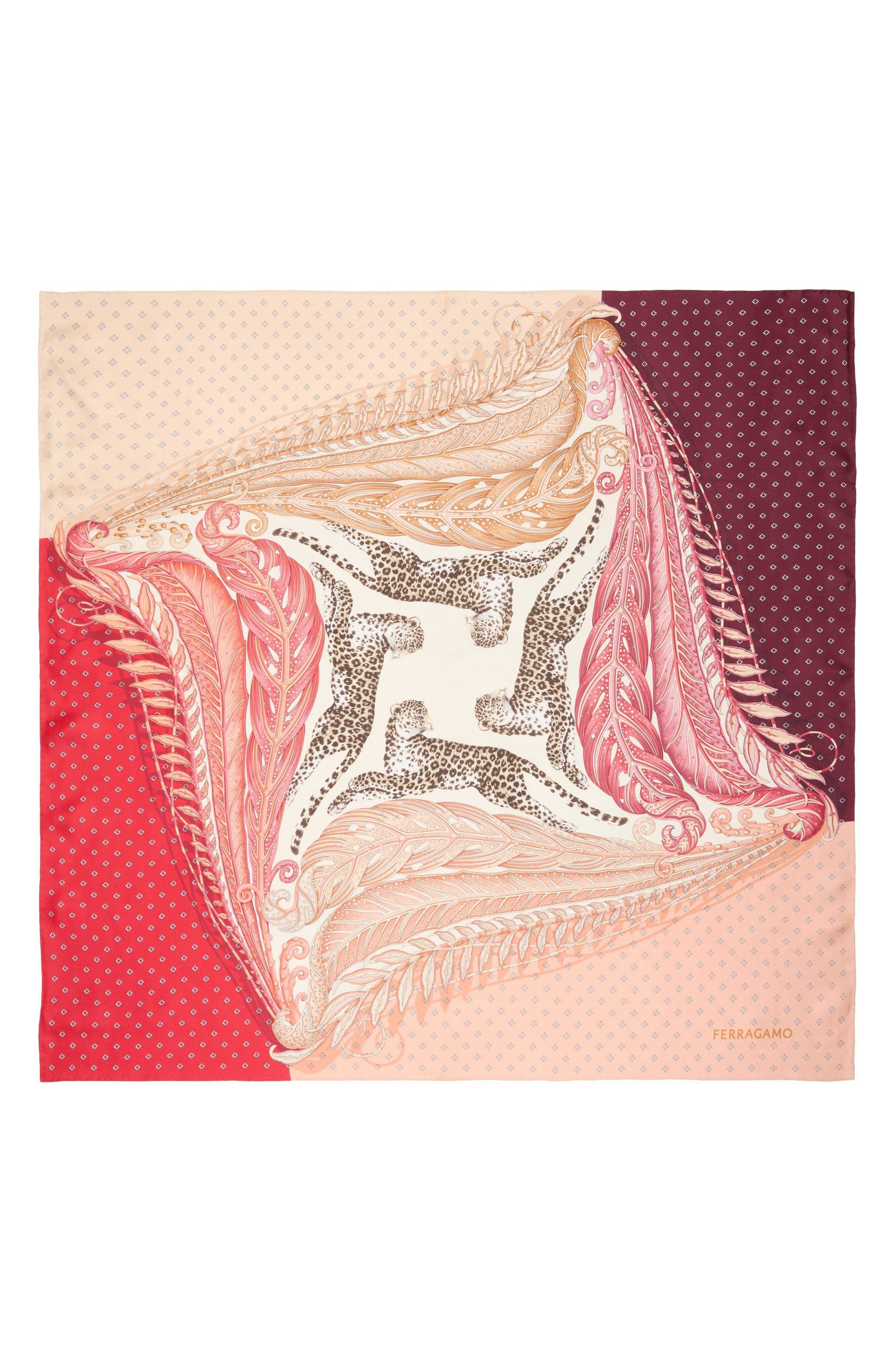 FERRAGAMO Madras 2 Silk Twill Square Scarf in Rosso Bordeaux at Nordstrom - 1