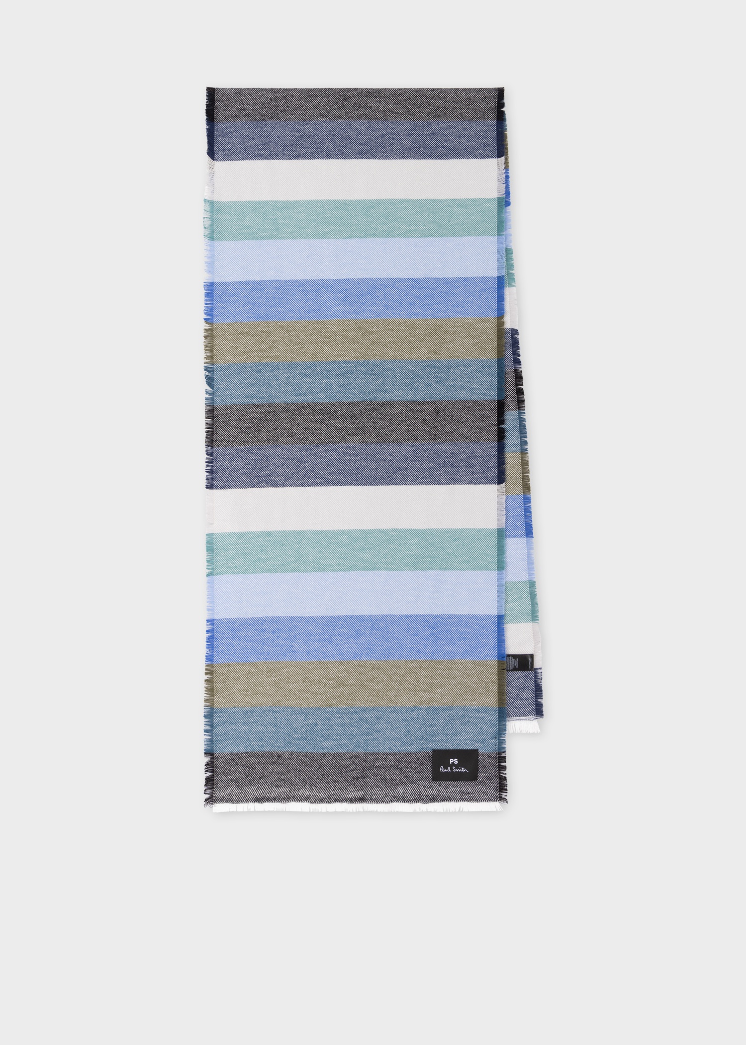 Paul Smith Blue Cotton Stripe Scarf | paulsmith | REVERSIBLE