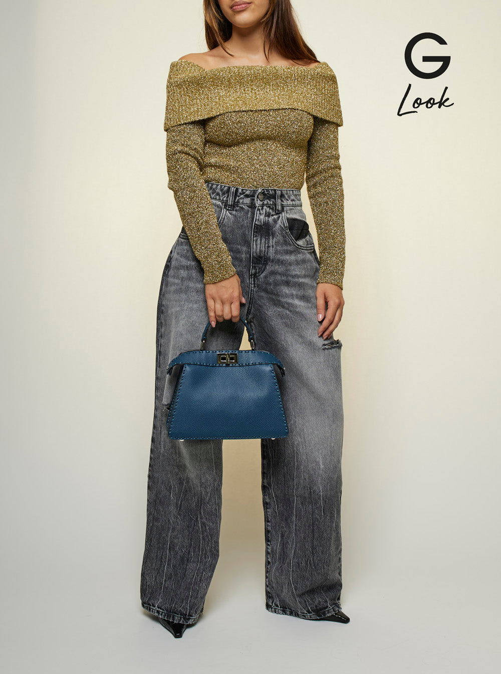 Fendi Women 'Peekaboo Iseeu Small' Blue Handbag With Shoulder Strap In Leather Woman - 6
