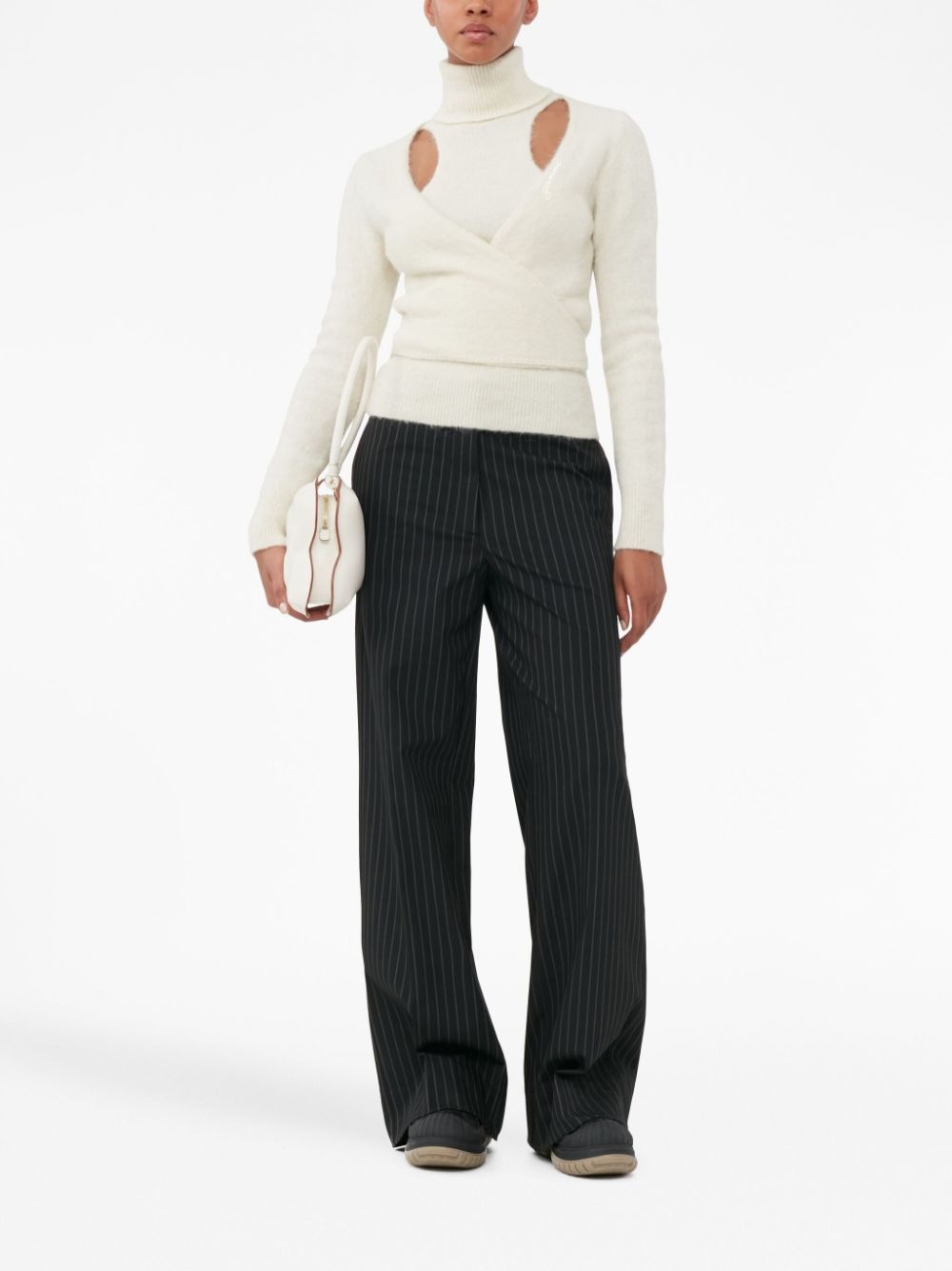 pinstripe-pattern wide-leg trousers - 2