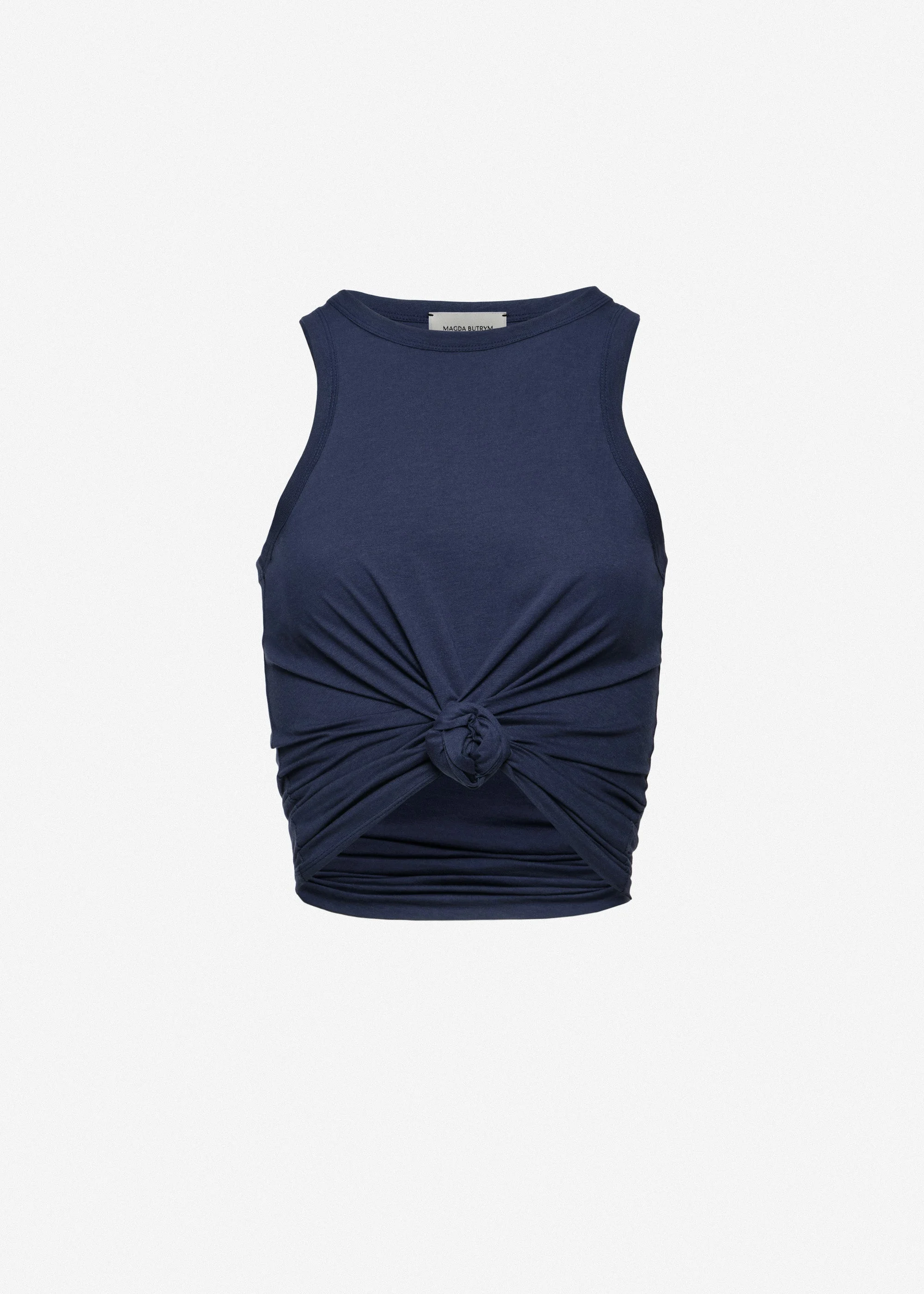 Knotted tank top in navy - 1